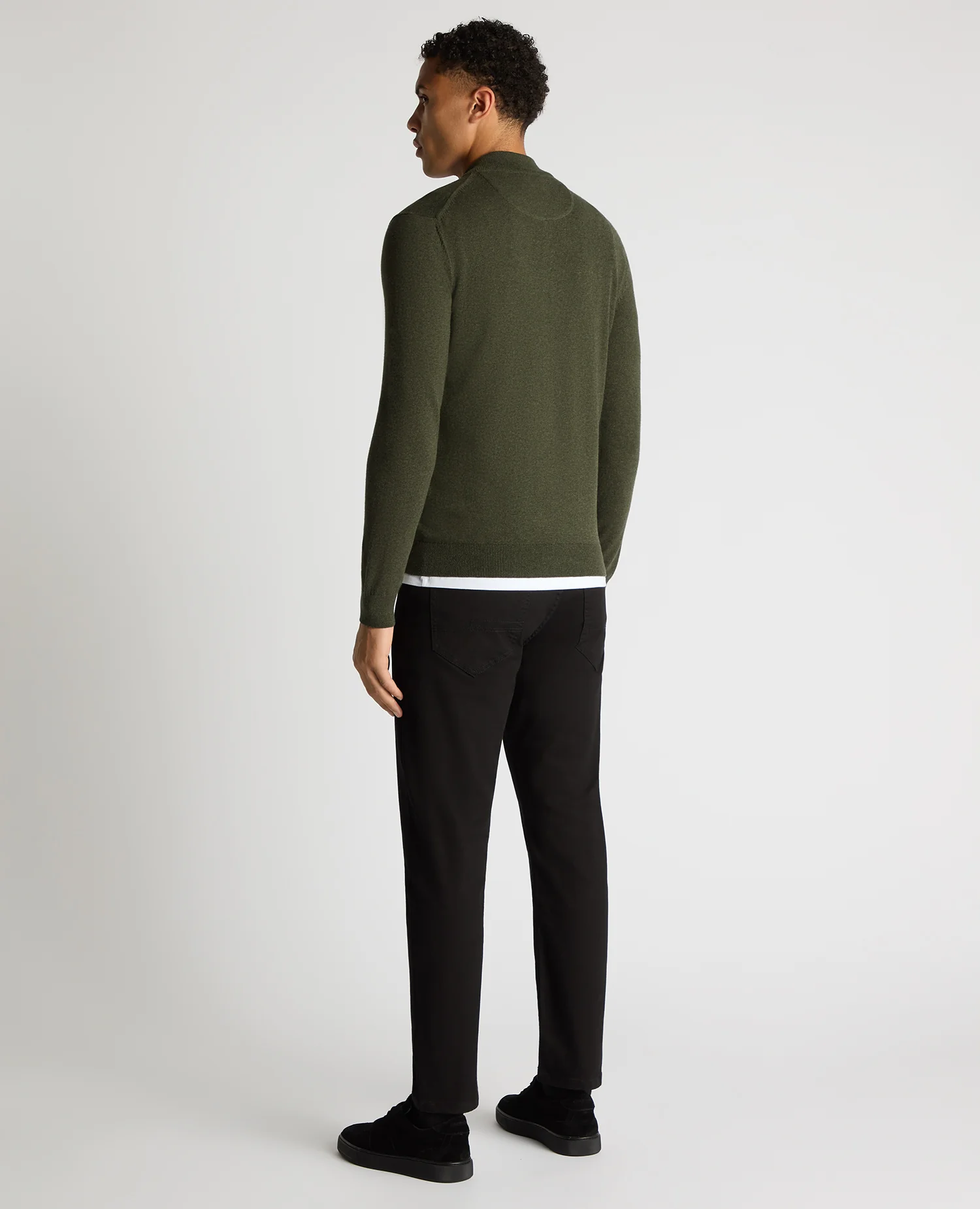 Tapered Fit Half Zip Cotton Sweater - Image 3
