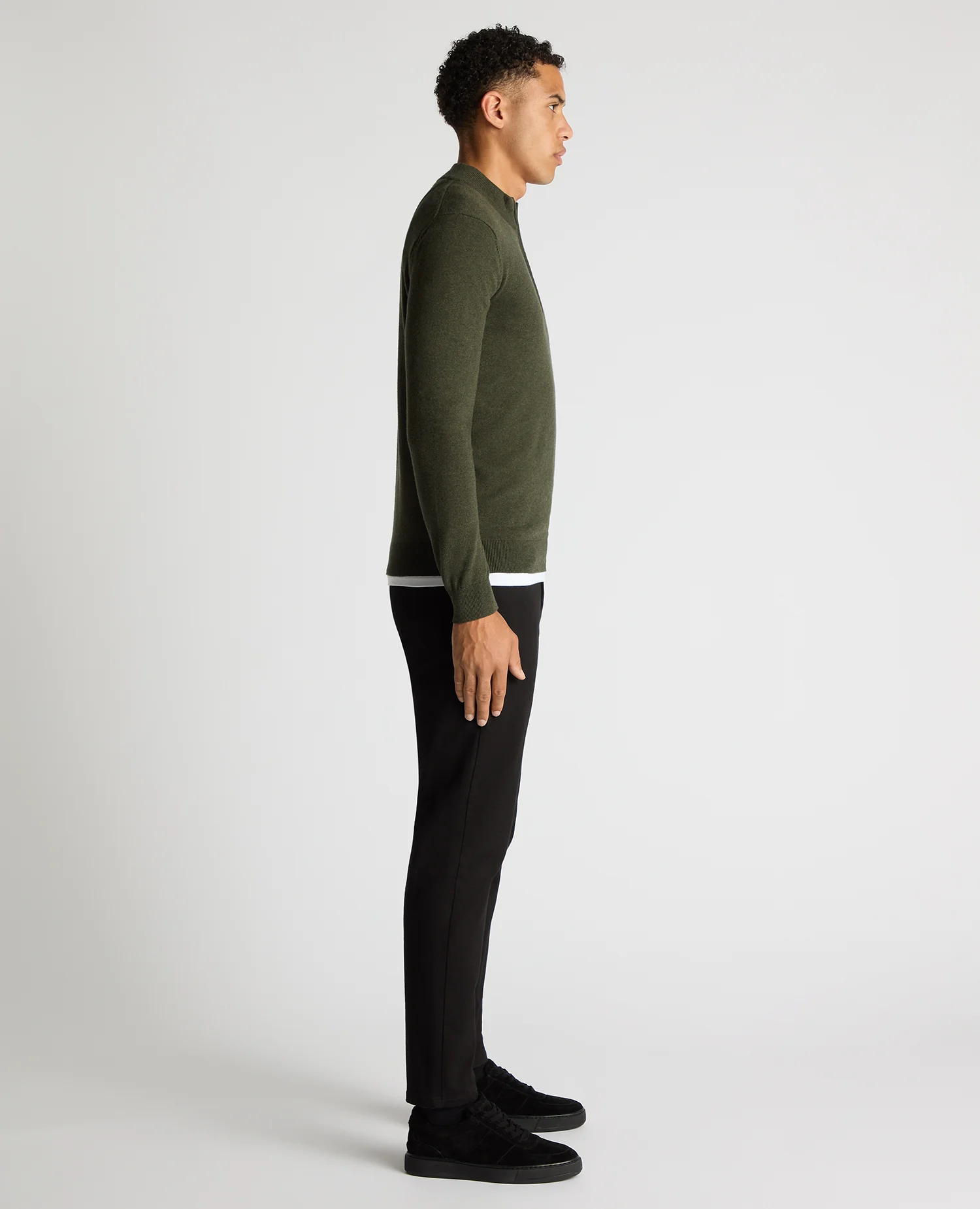 Tapered Fit Half Zip Cotton Sweater - Image 4