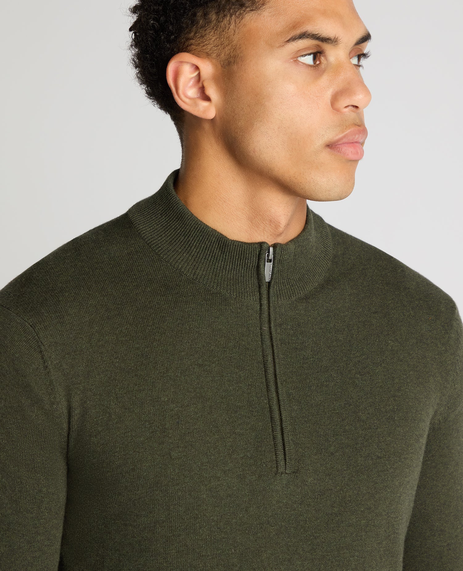 Tapered Fit Half Zip Cotton Sweater - Image 5