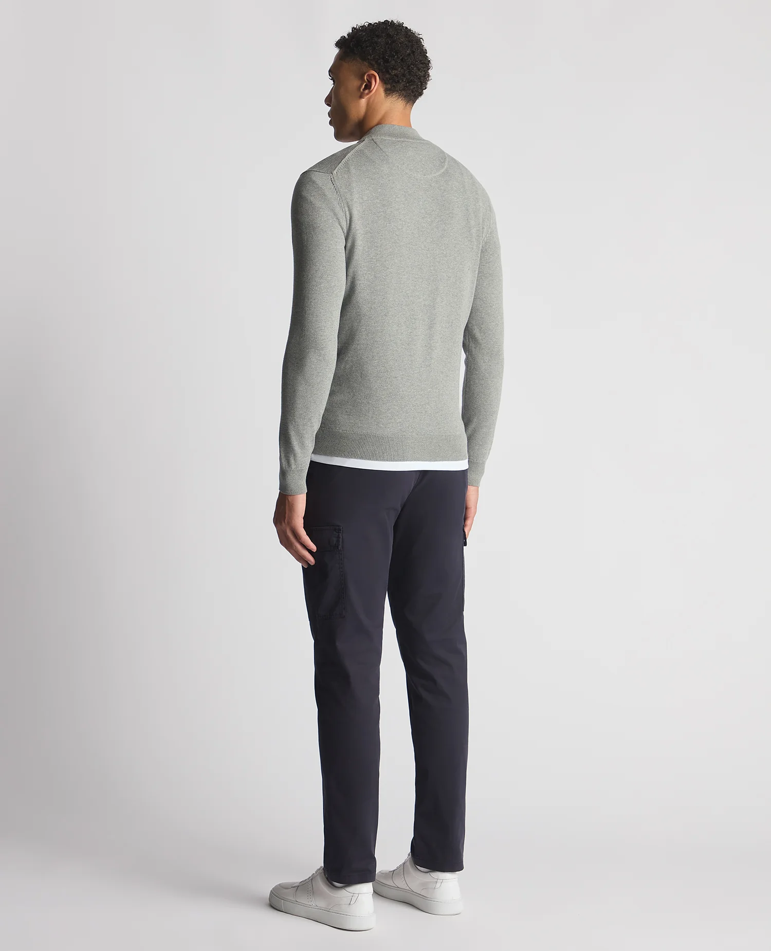 Tapered Fit Half Zip Cotton Sweater - Image 3