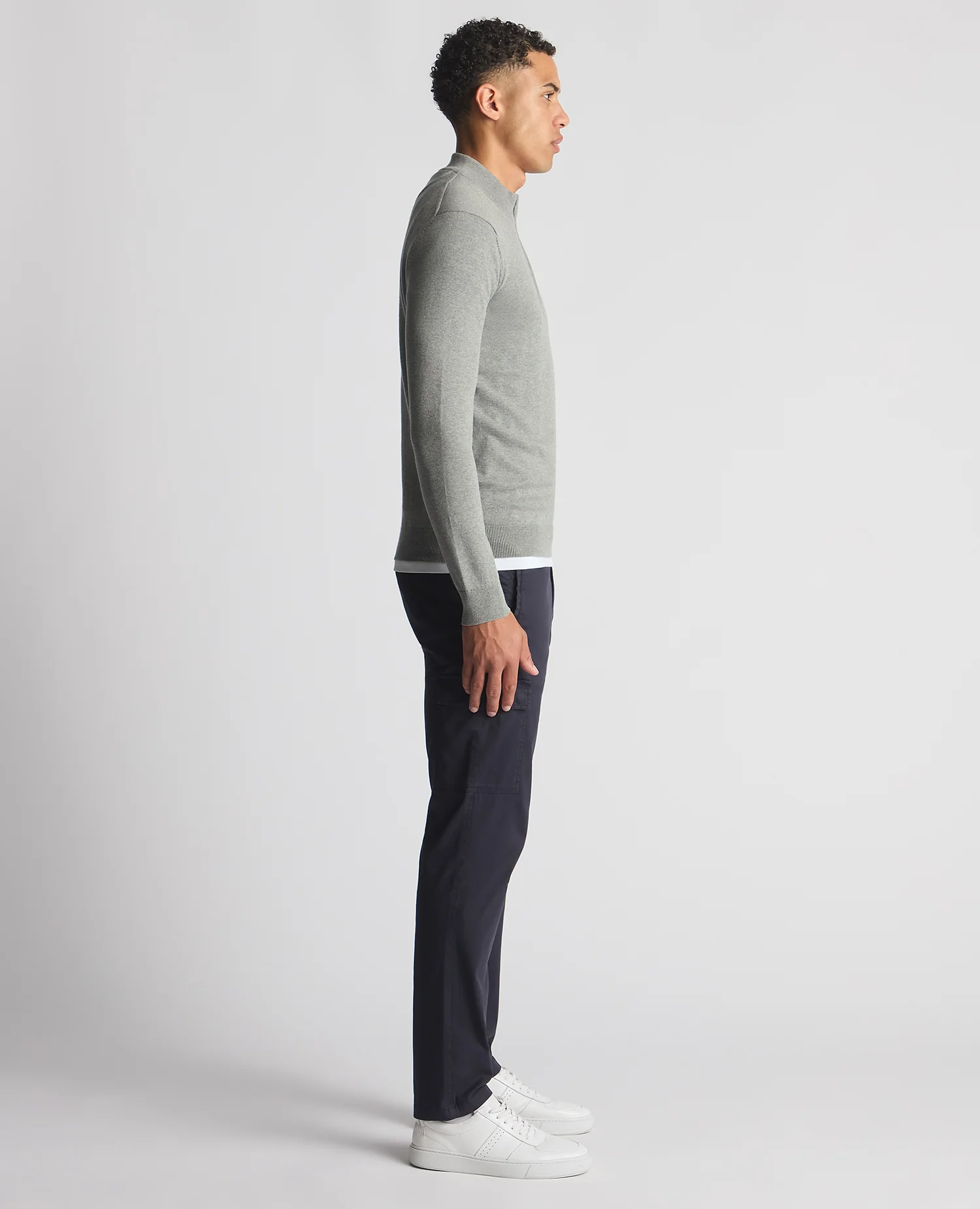 Tapered Fit Half Zip Cotton Sweater - Image 4
