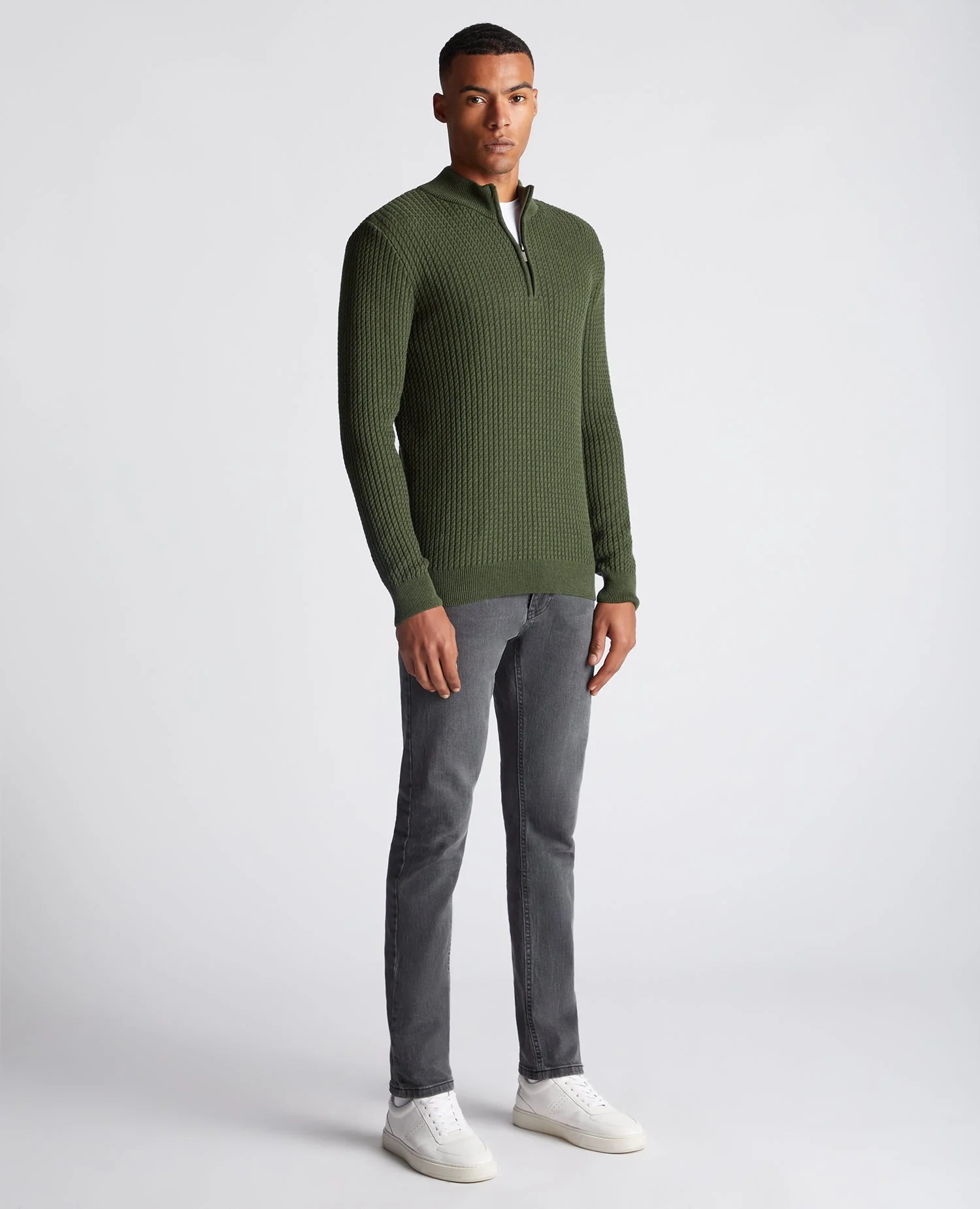 Tapered Fit Cotton Half Zip Sweater - Image 2