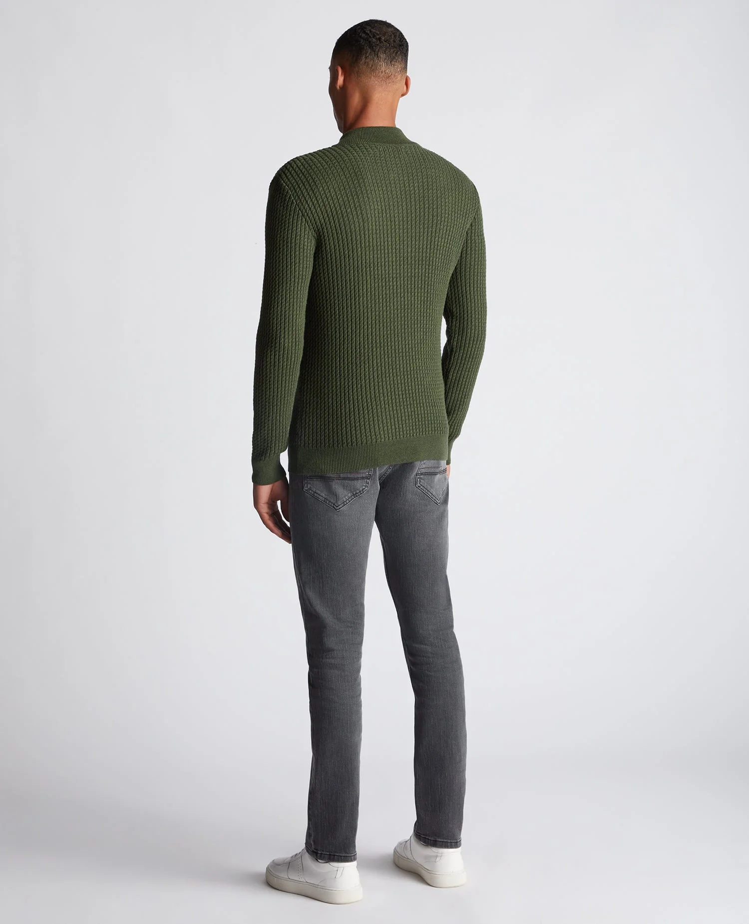 Tapered Fit Cotton Half Zip Sweater - Image 3