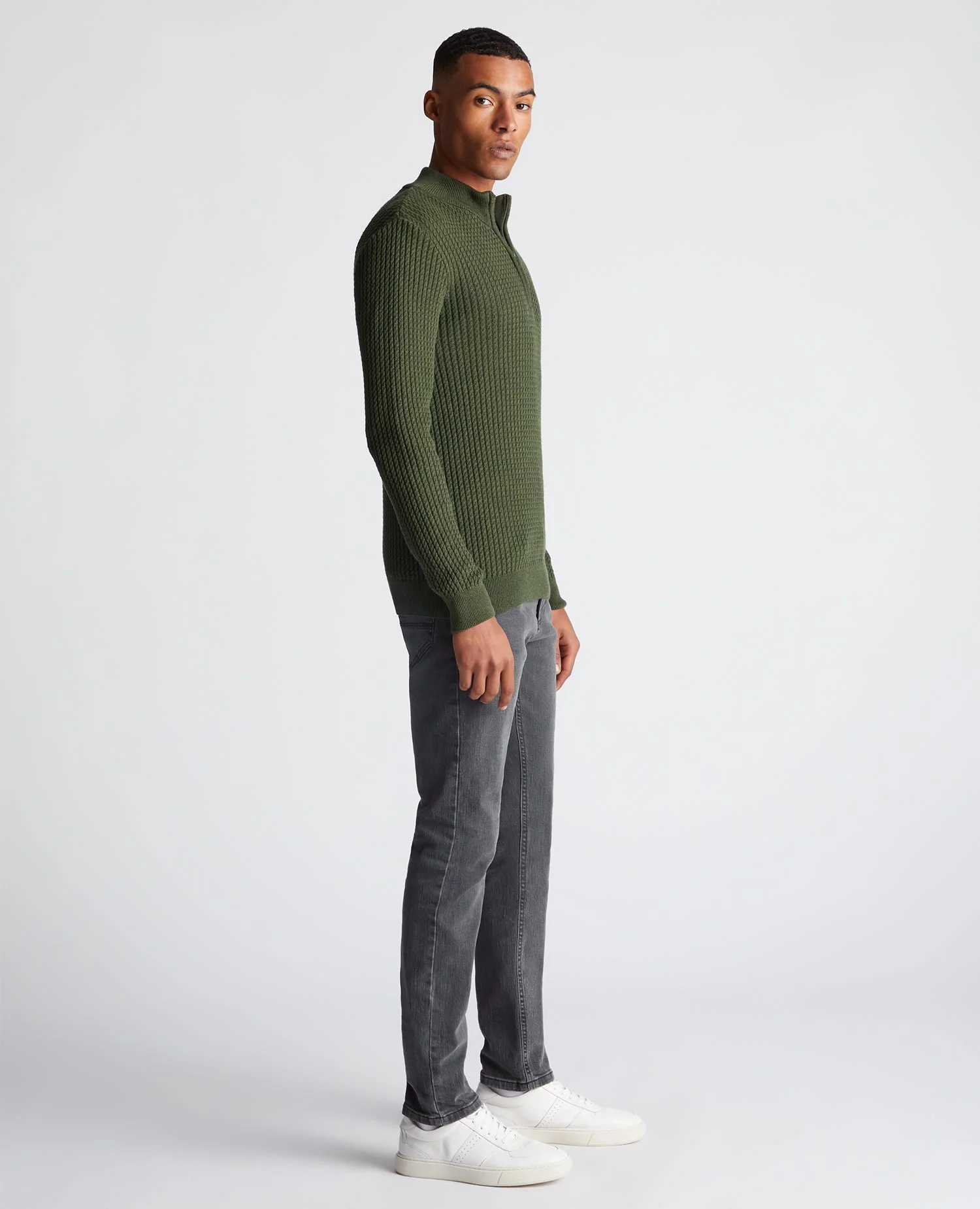 Tapered Fit Cotton Half Zip Sweater - Image 4