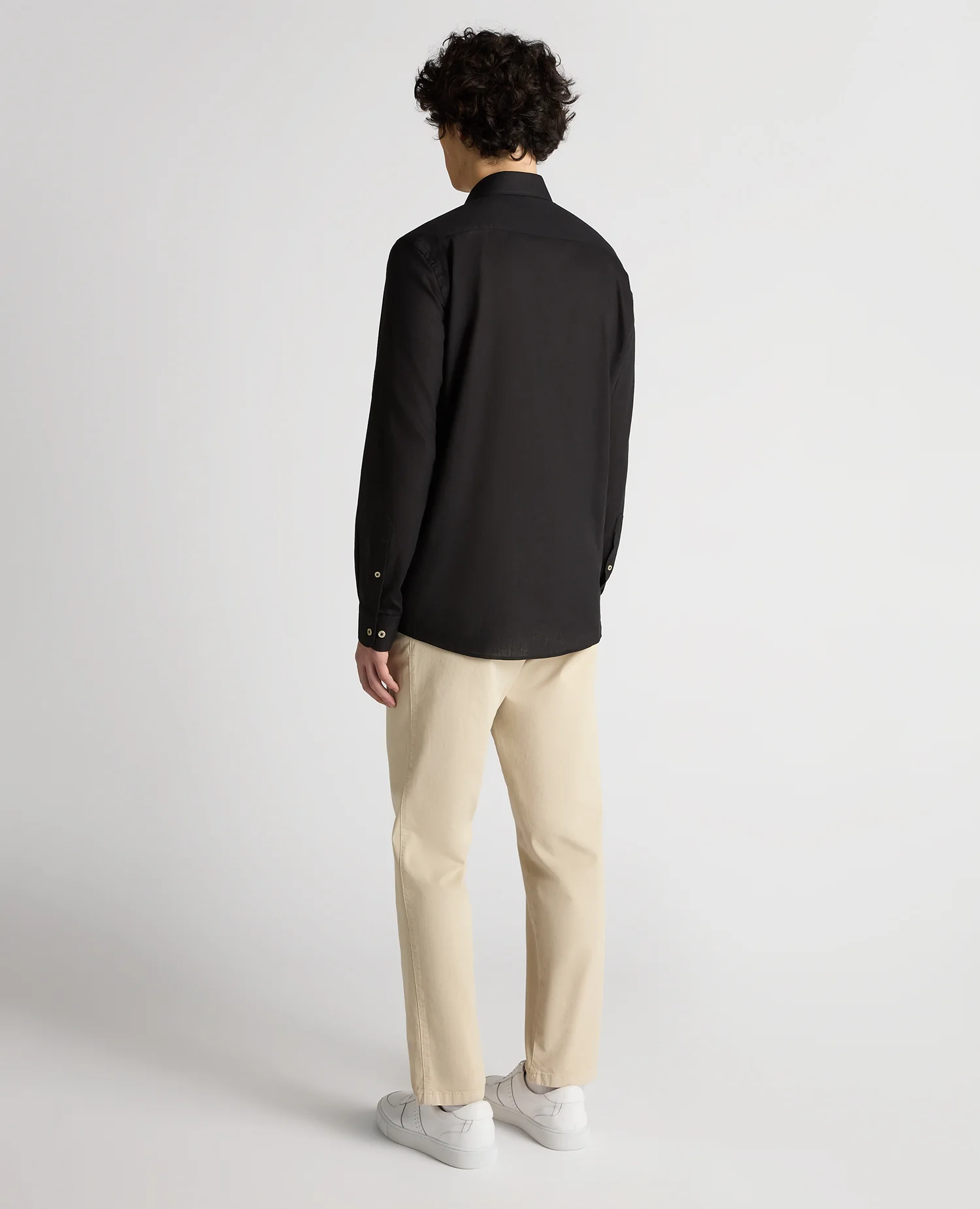 Black Tapered Fit Linen-Blend Shirt - Image 3