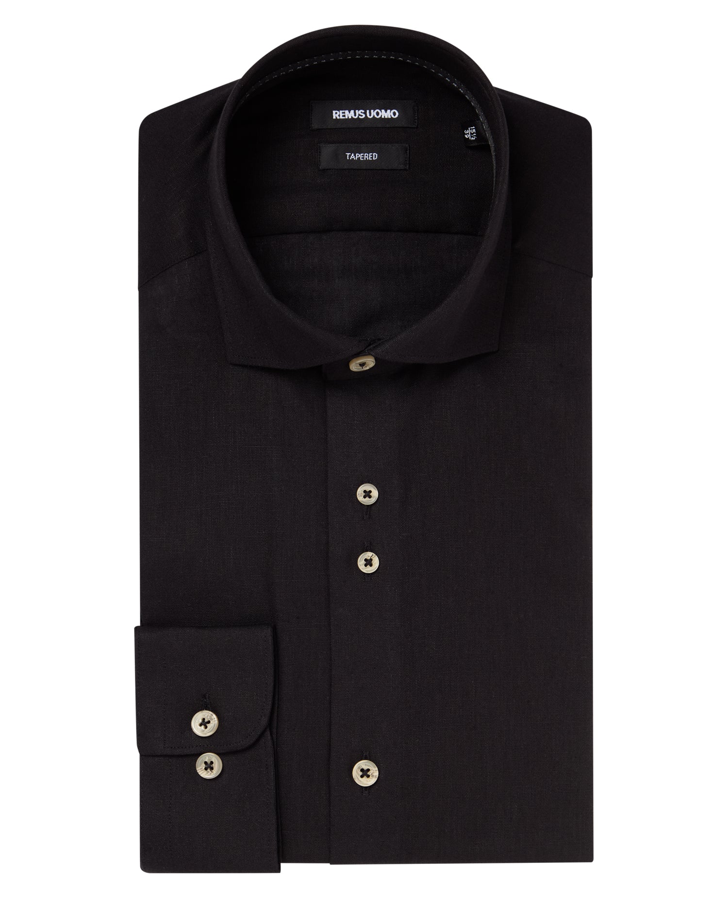 Black Tapered Fit Linen-Blend Shirt - Image 5
