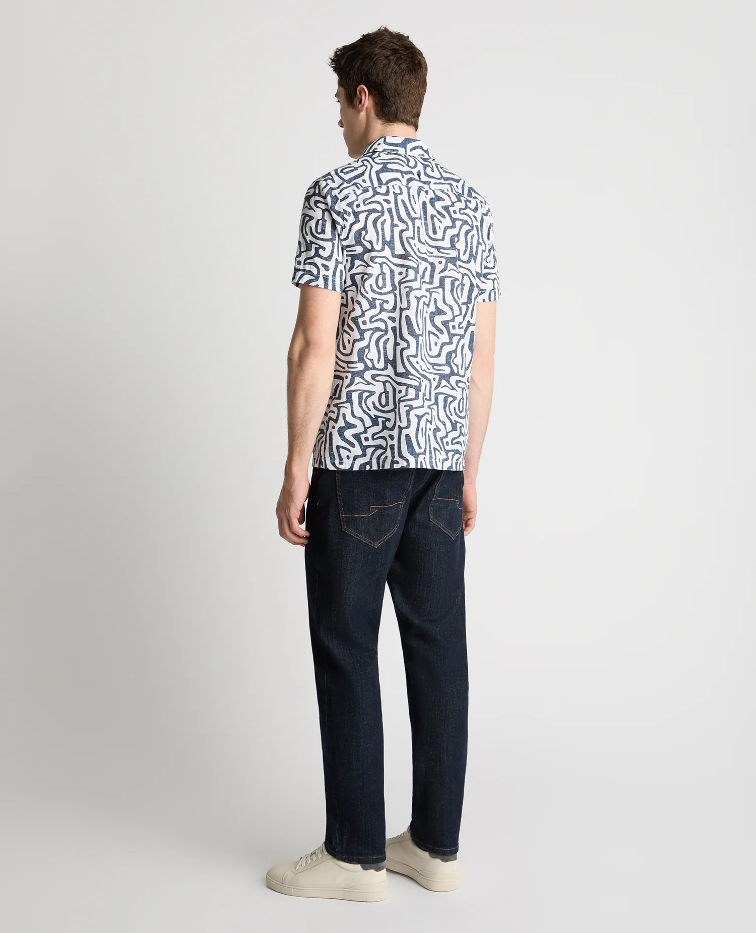 Tapered Fit Cotton-Linen Print Shirt - Image 3