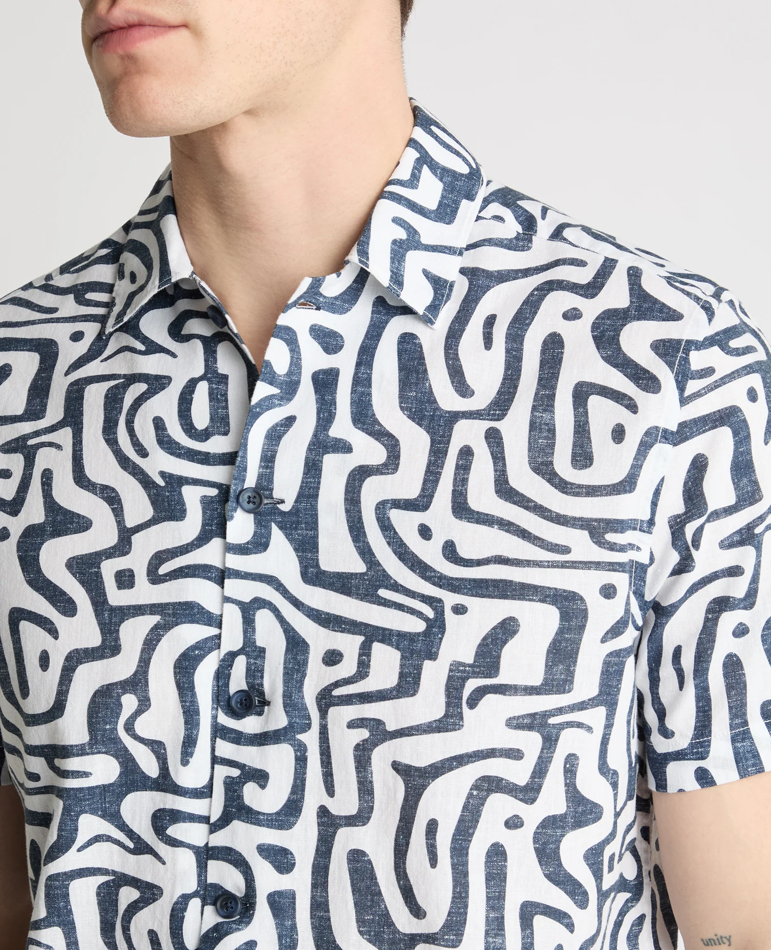 Tapered Fit Cotton-Linen Print Shirt - Image 5