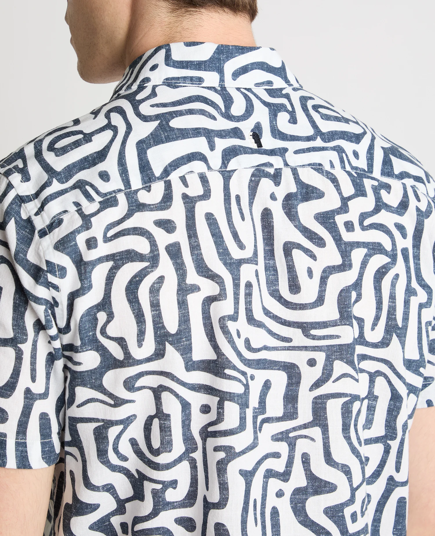 Tapered Fit Cotton-Linen Print Shirt - Image 6