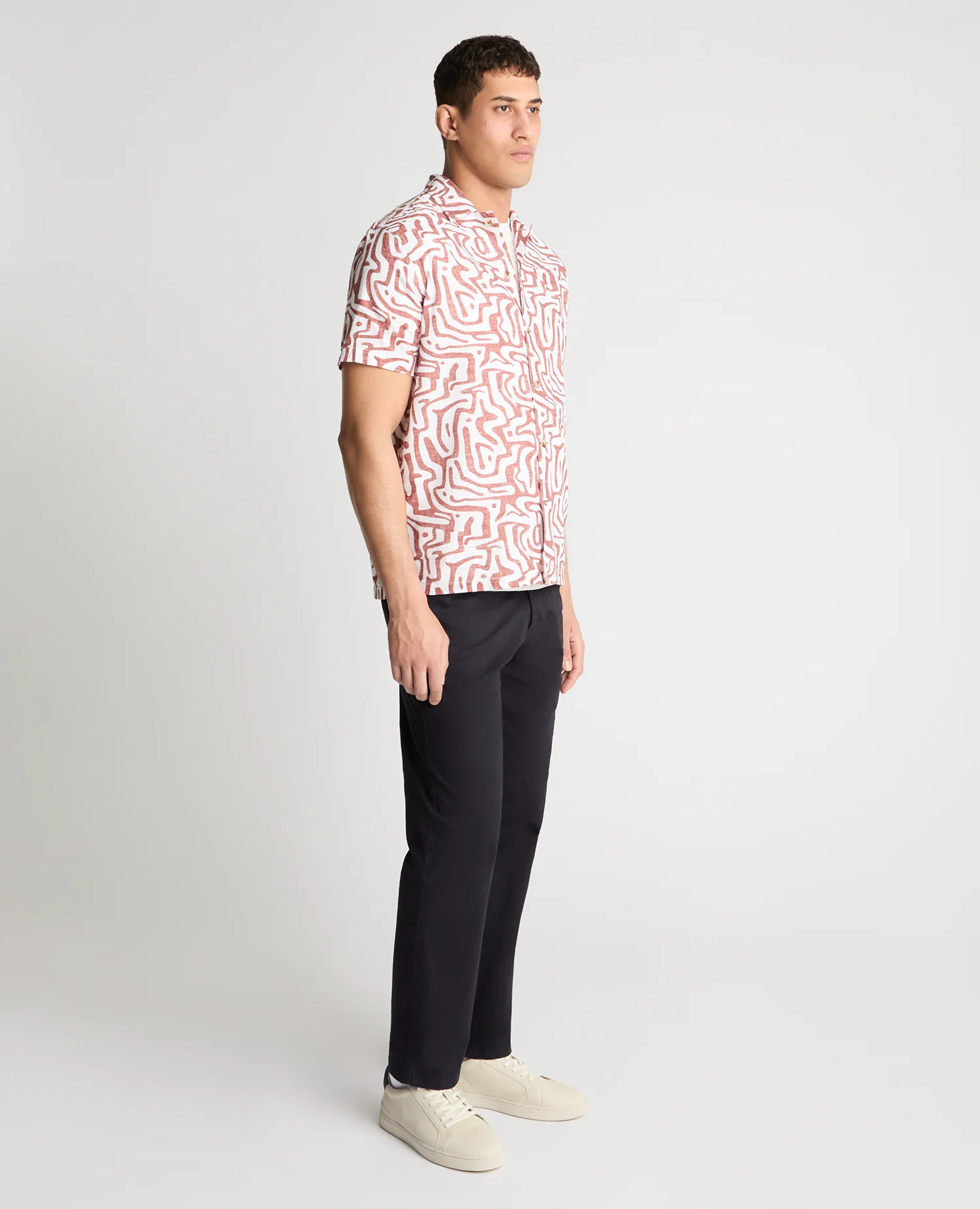 Tapered Fit Cotton-Linen Print Shirt - Image 4