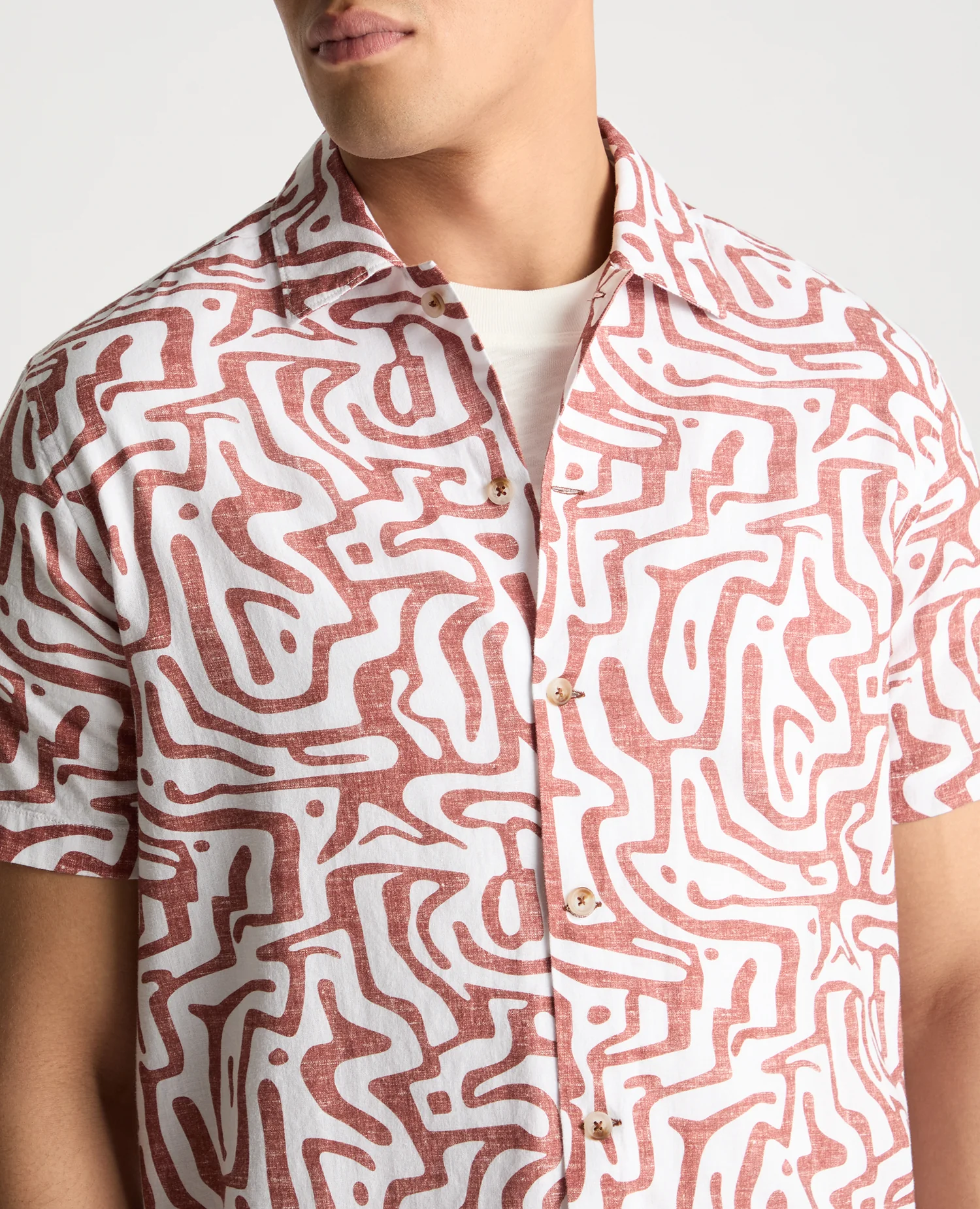 Tapered Fit Cotton-Linen Print Shirt - Image 5