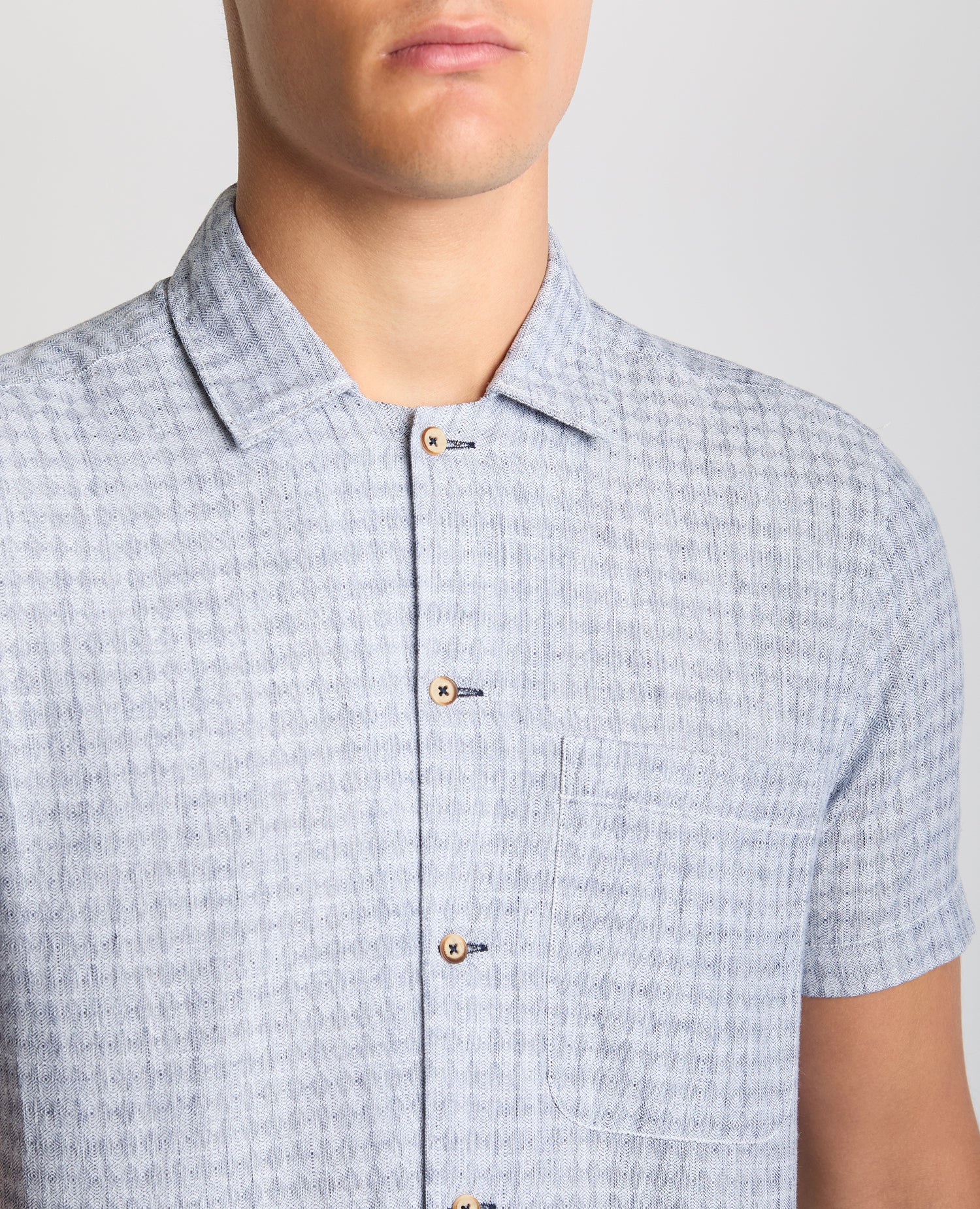 Tapered Fit Cotton-Linen Short Sleeve Shirt - Image 6