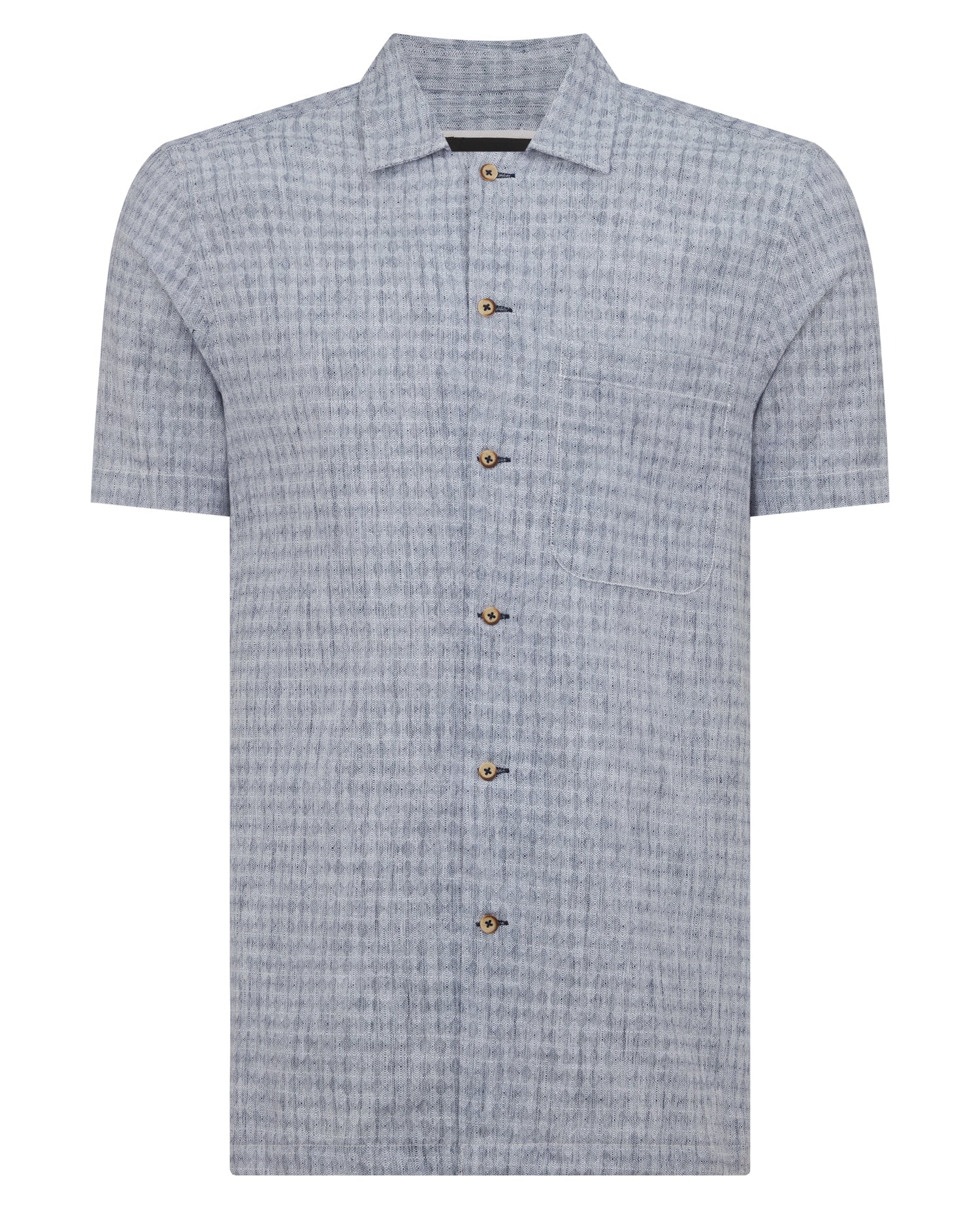Tapered Fit Cotton-Linen Short Sleeve Shirt - Image 7