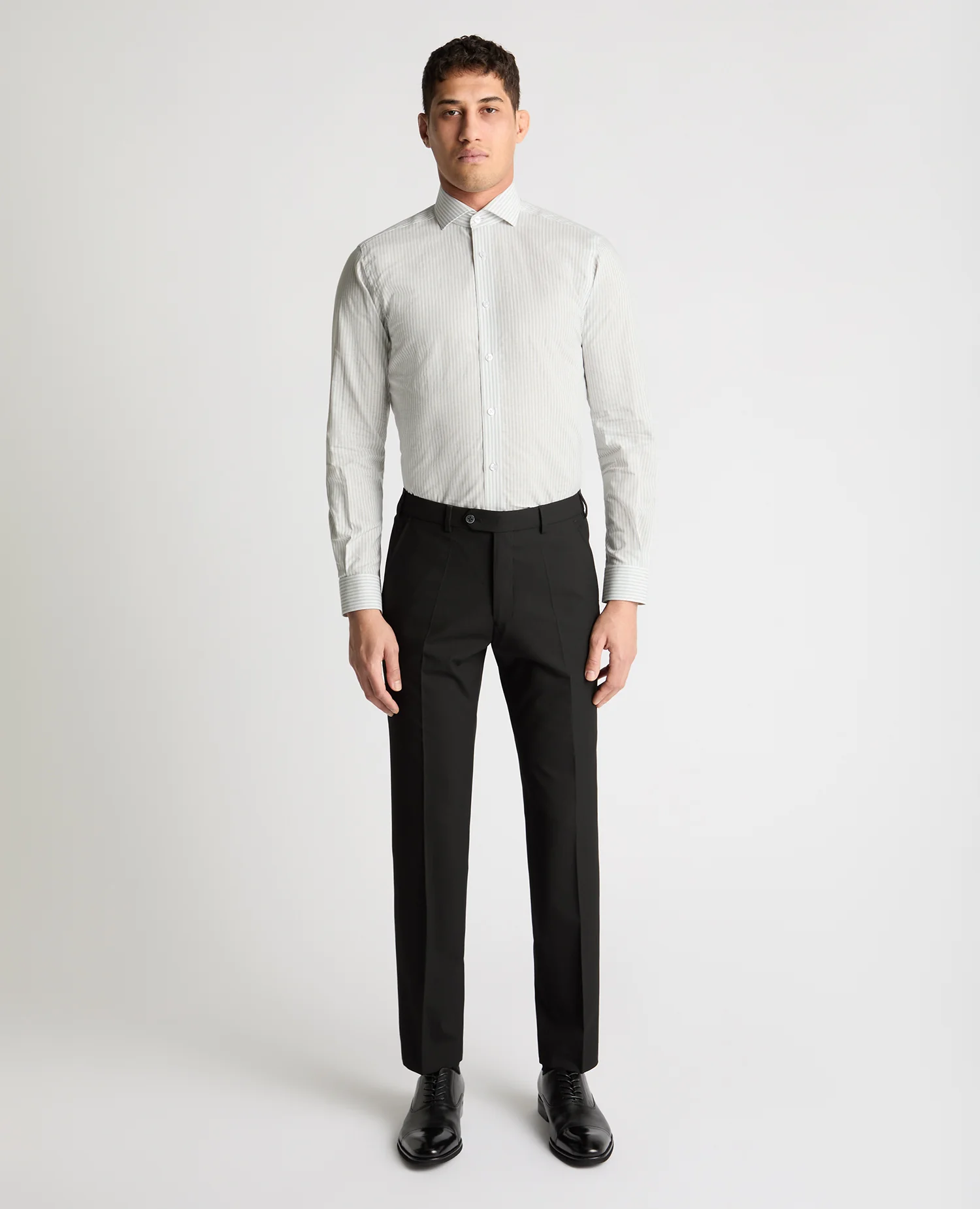 Tapered Fit Cotton-Linen Stripe Shirt - Image 2