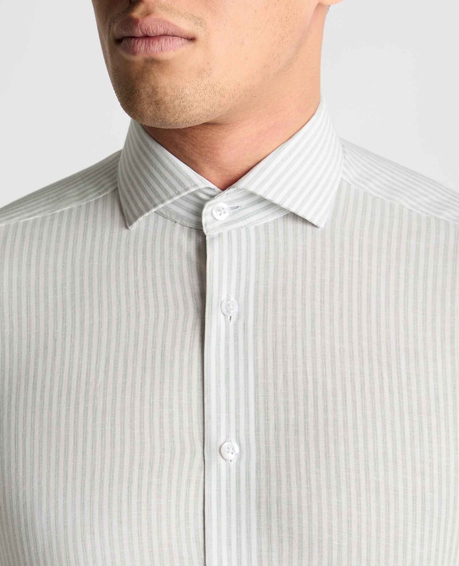 Tapered Fit Cotton-Linen Stripe Shirt - Image 4