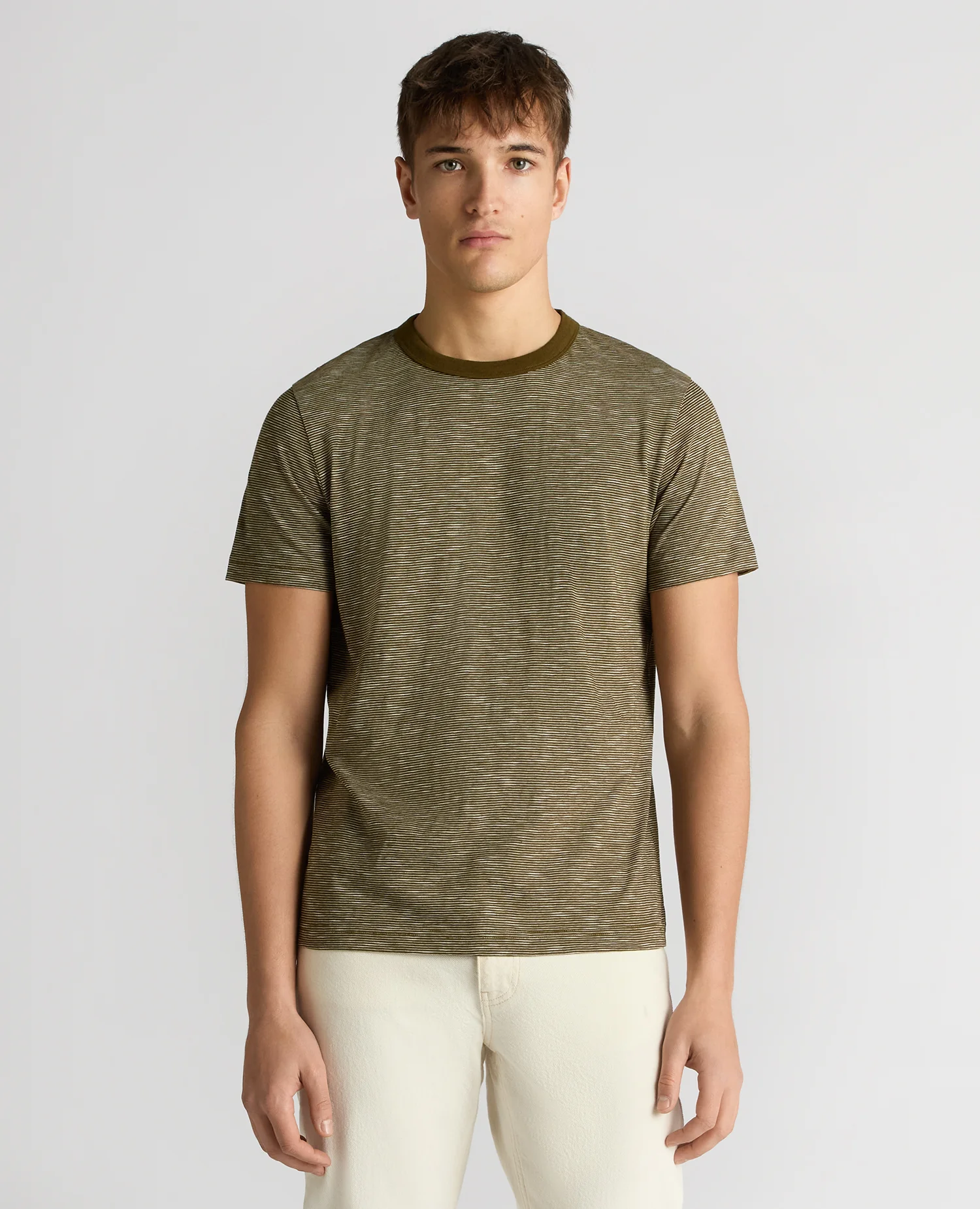 Tapered Fit Cotton-Linen T-Shirt