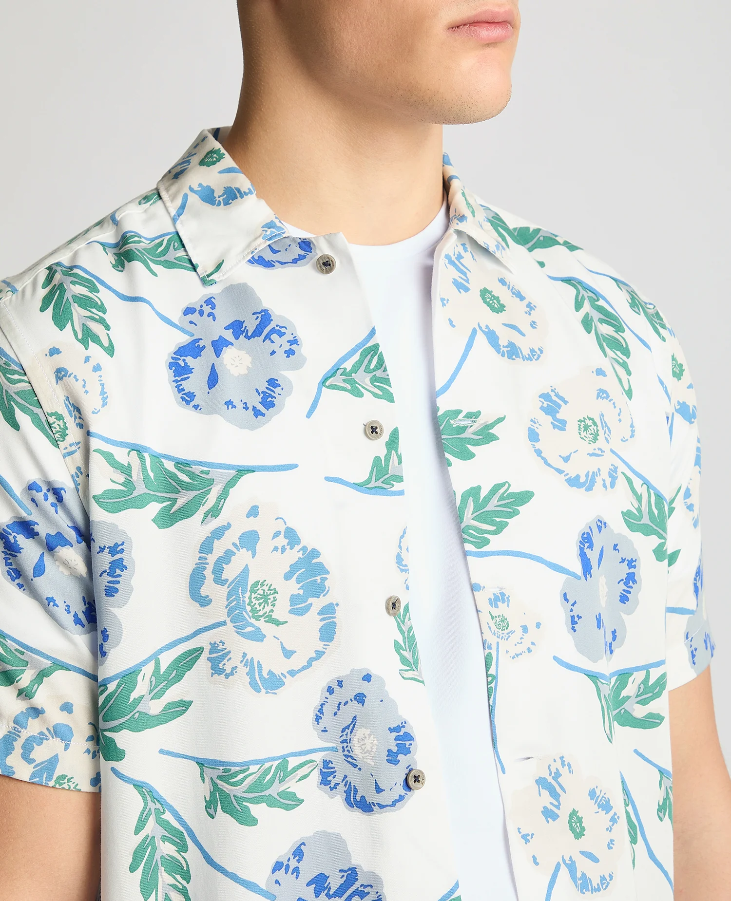 Tapered Fit Cotton Short Sleeve Floral Shirt - Image 5