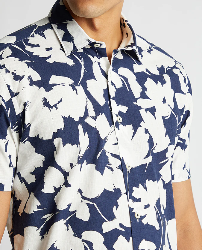 Tapered Fit Cotton Short Sleeve Print Shirt - Image 5