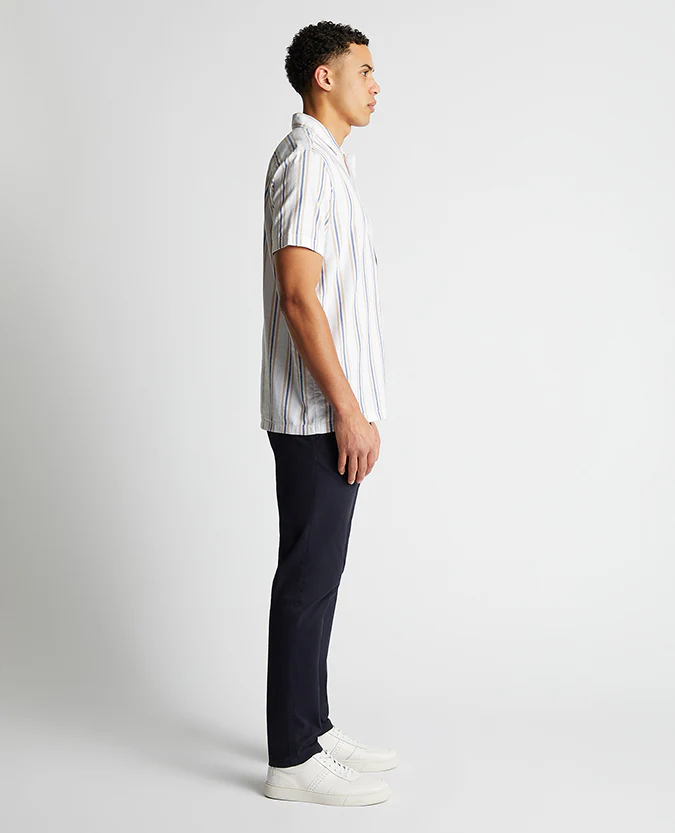 Tapered Fit Cotton Short Sleeve Stripe Shirt - Image 4