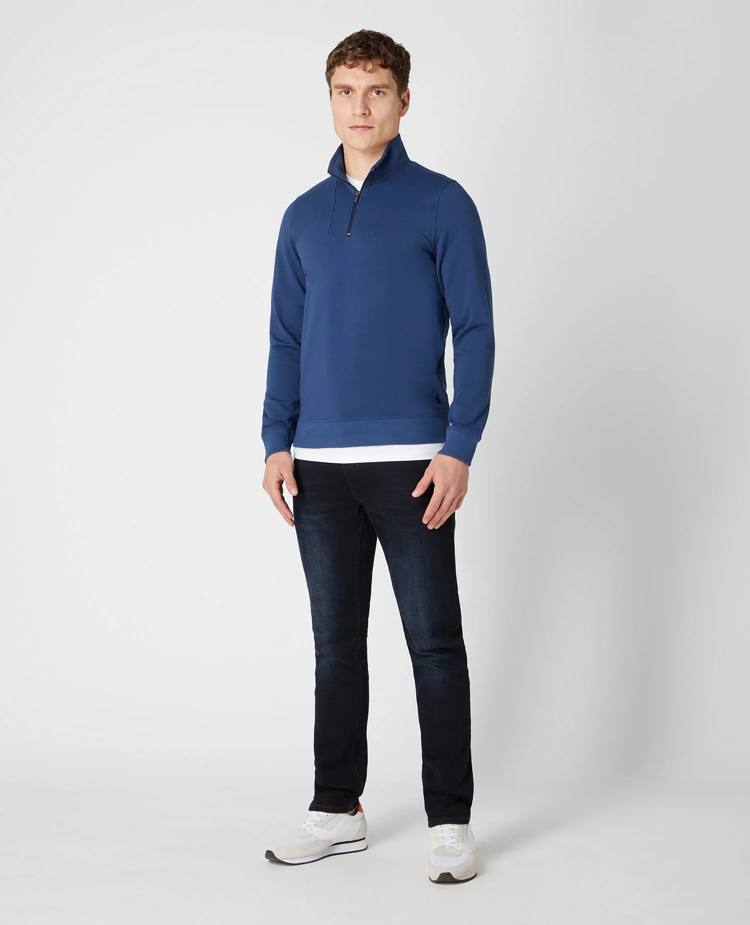 Tapered Fit Cotton-Stretch Half-Zip Sweatshirt - Image 2