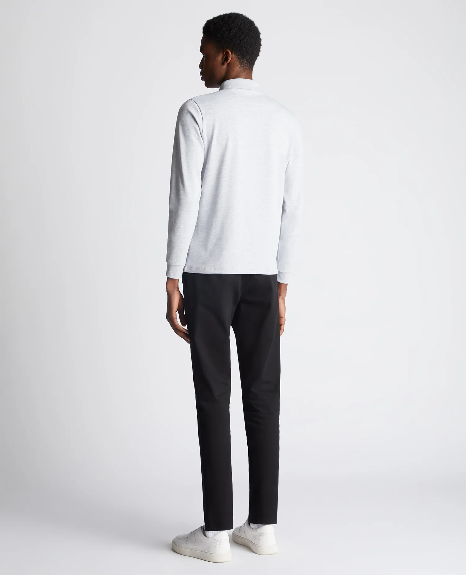 Tapered Fit Cotton-Stretch Long-Sleeve Polo Shirt - Image 3