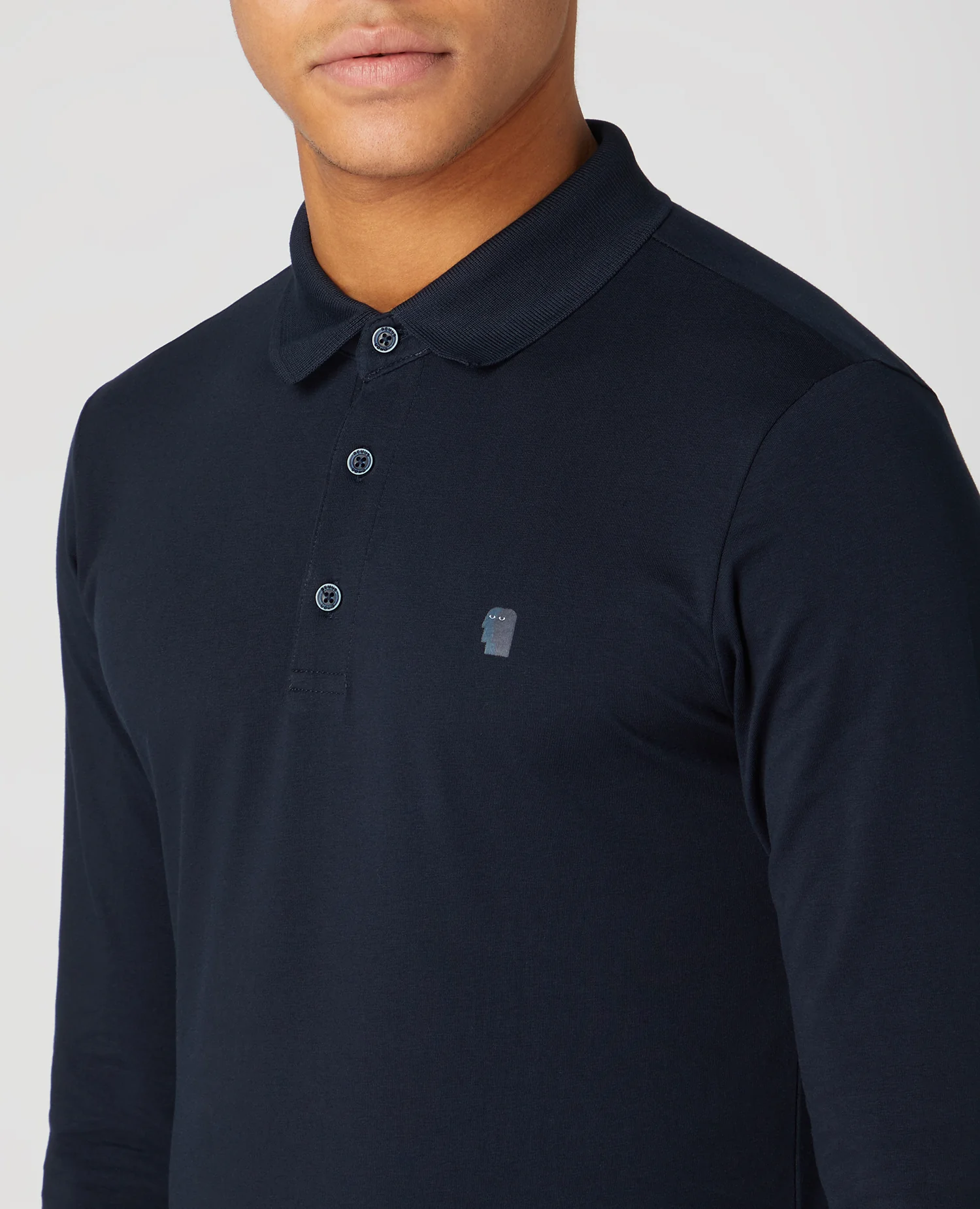 Tapered Fit Cotton-Stretch Long-Sleeve Polo Shirt - Image 4