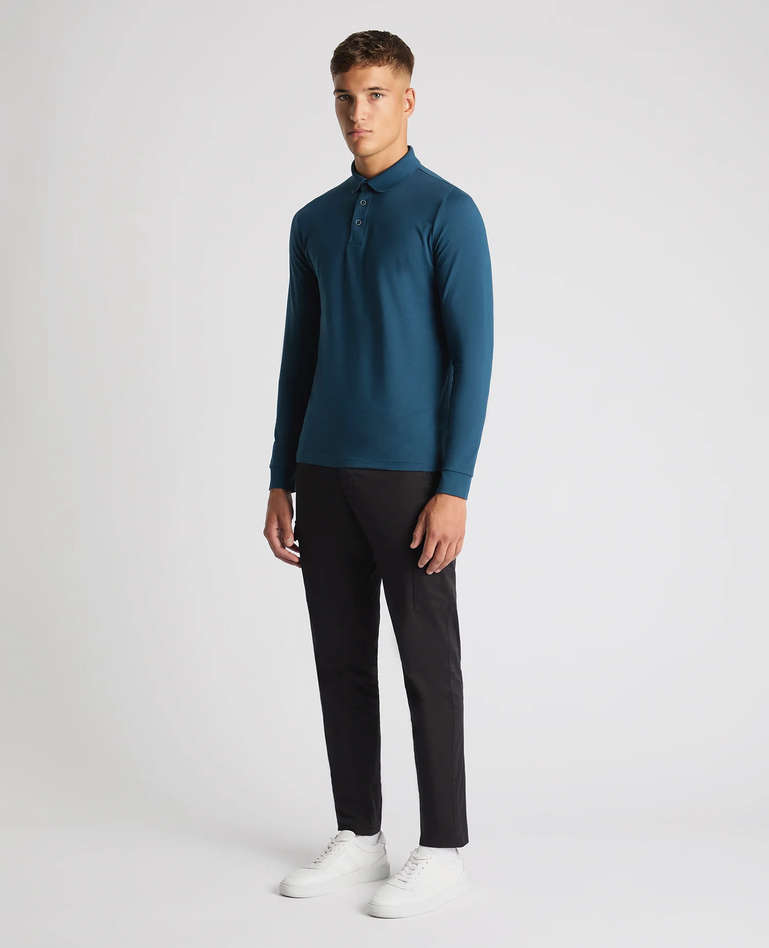 Tapered Fit Cotton-Stretch Polo Shirt - Image 2