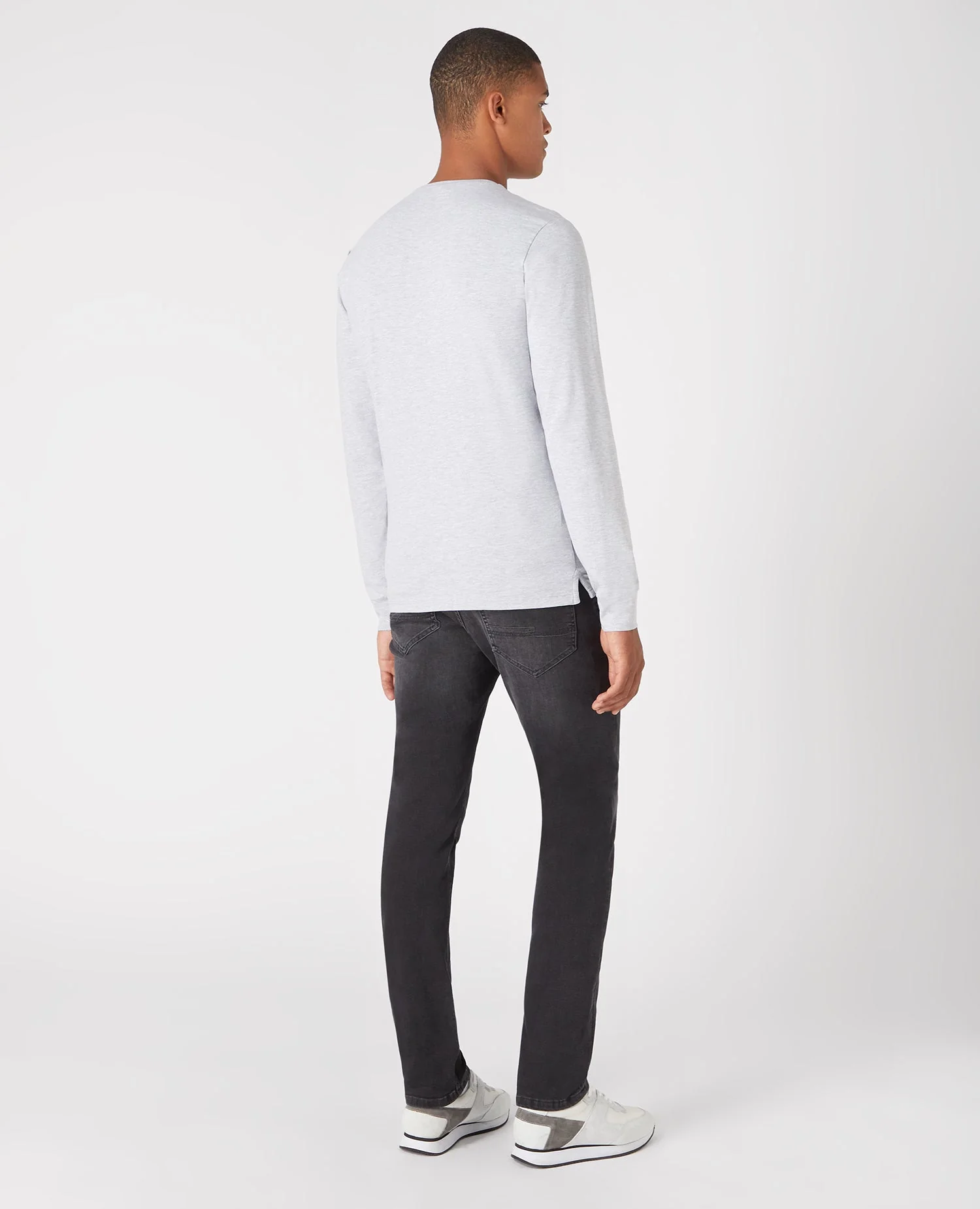 Tapered Fit Cotton-Stretch Long Sleeve T-Shirt - Image 3