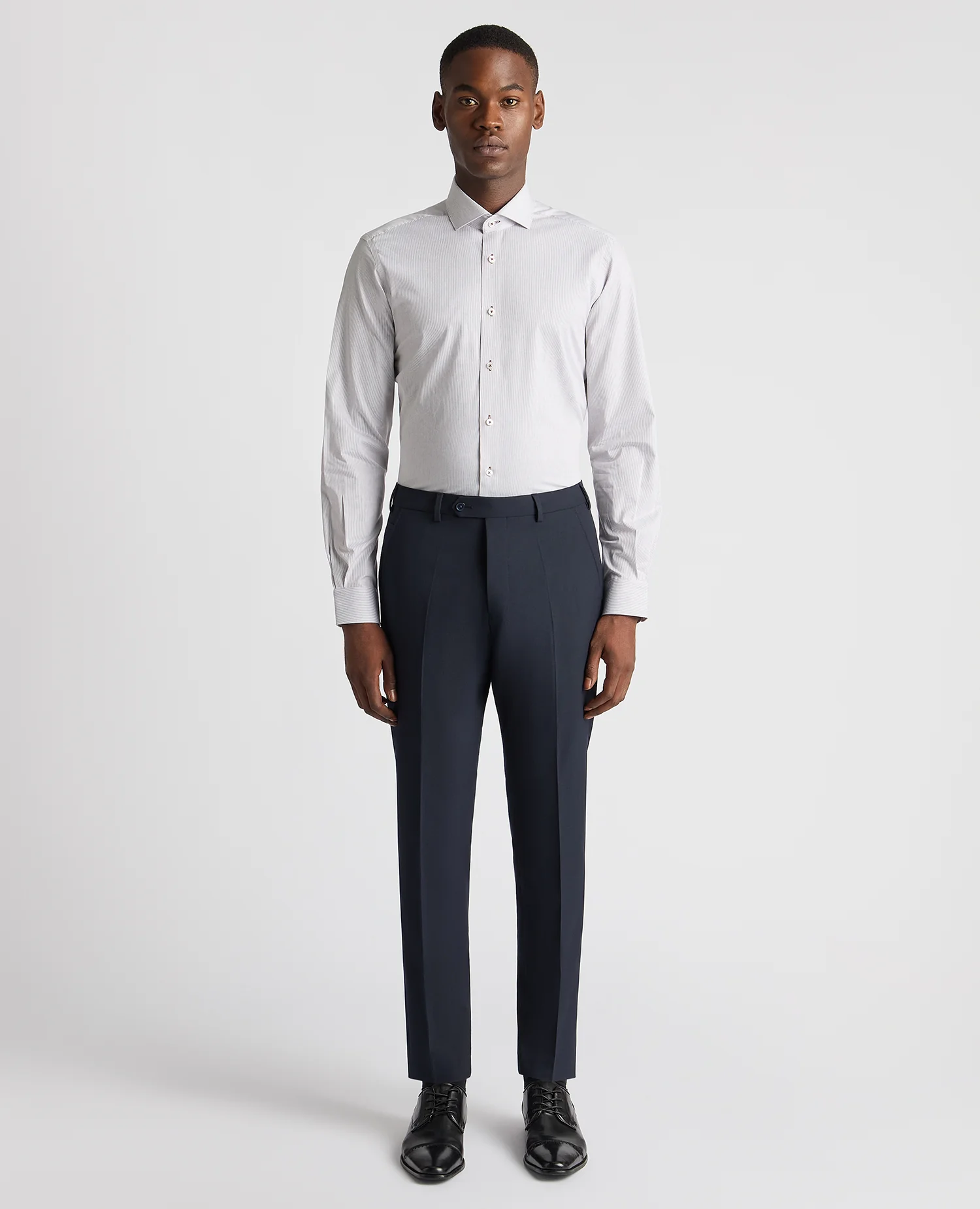 Tapered Fit Cotton Stretch Pinstripe Shirt - Image 2