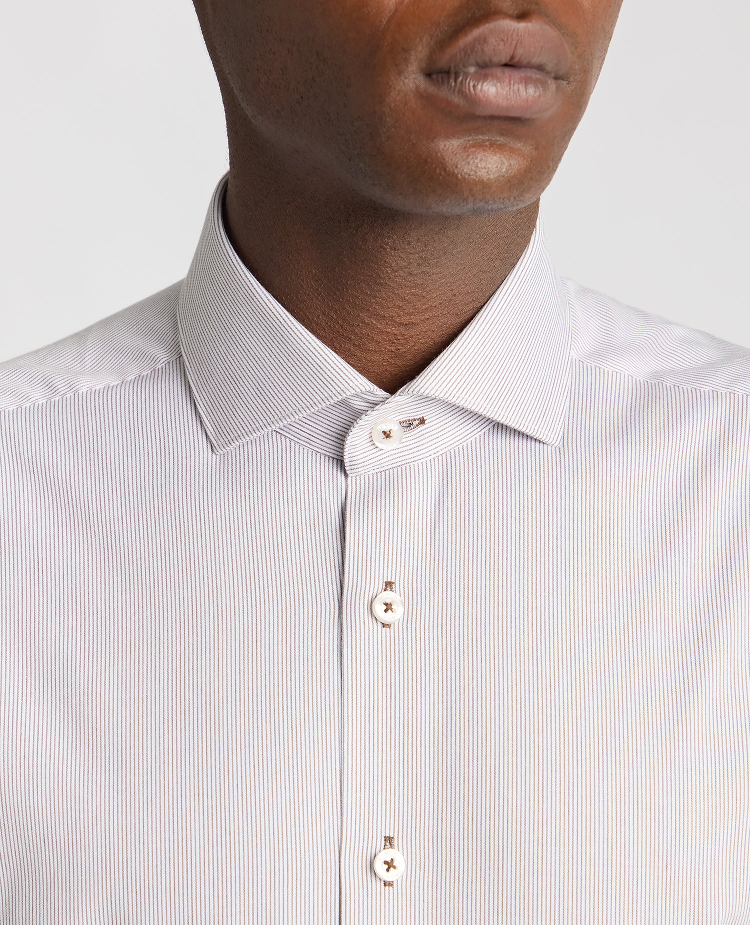 Tapered Fit Cotton Stretch Pinstripe Shirt - Image 4