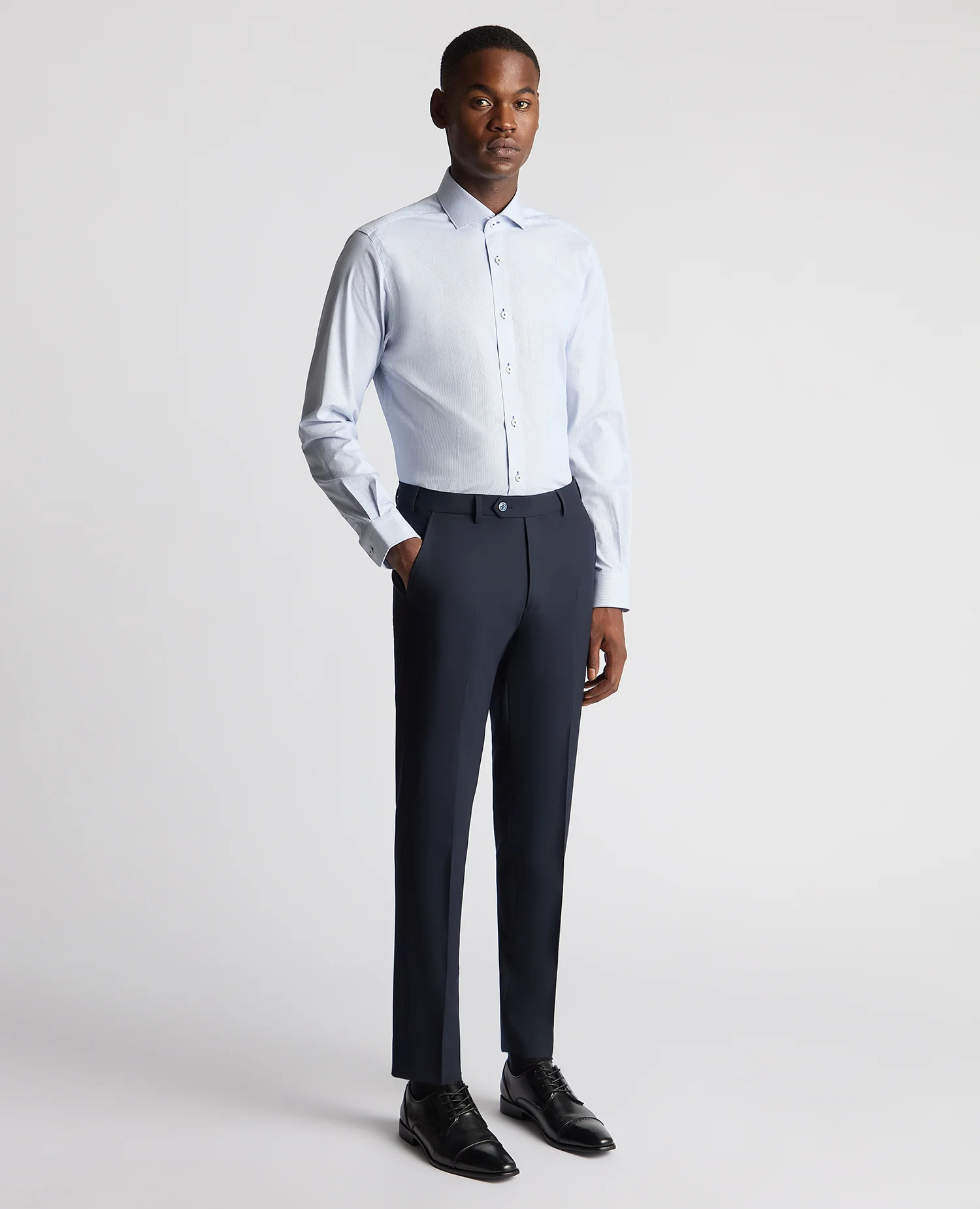 Tapered Fit Cotton Stretch Pinstripe Shirt - Image 2