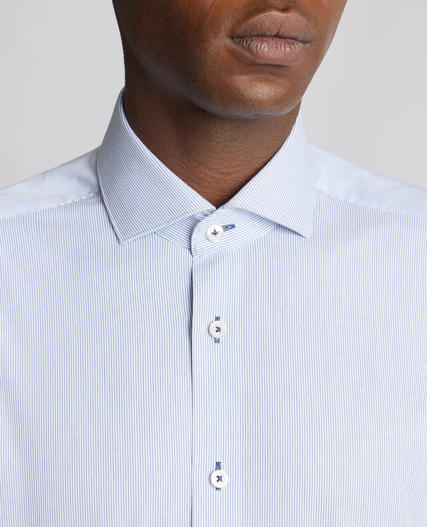 Tapered Fit Cotton Stretch Pinstripe Shirt - Image 4