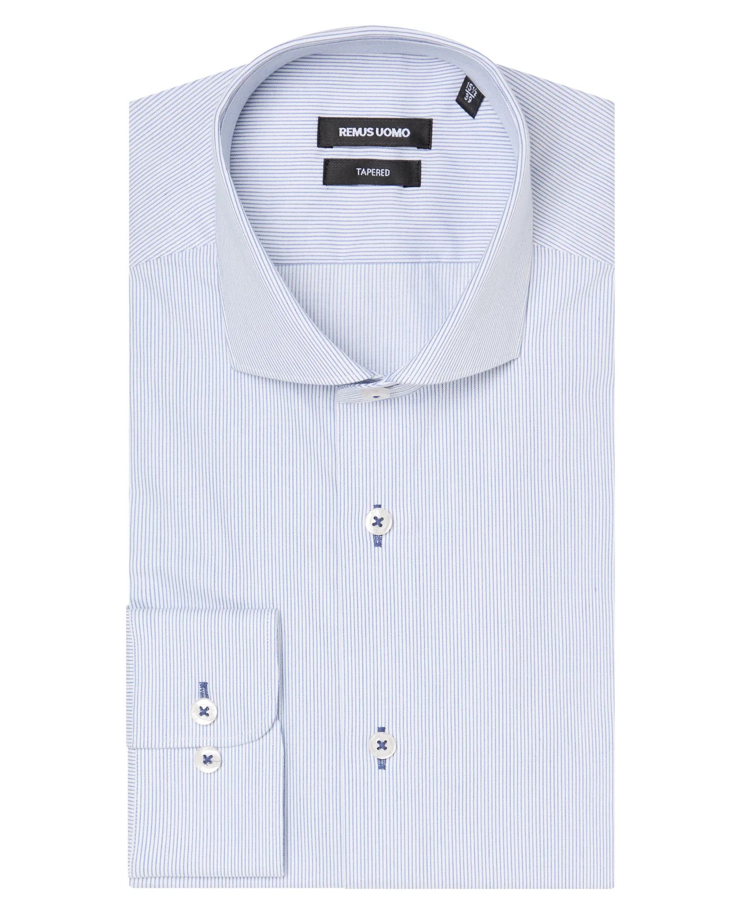 Tapered Fit Cotton Stretch Pinstripe Shirt - Image 5