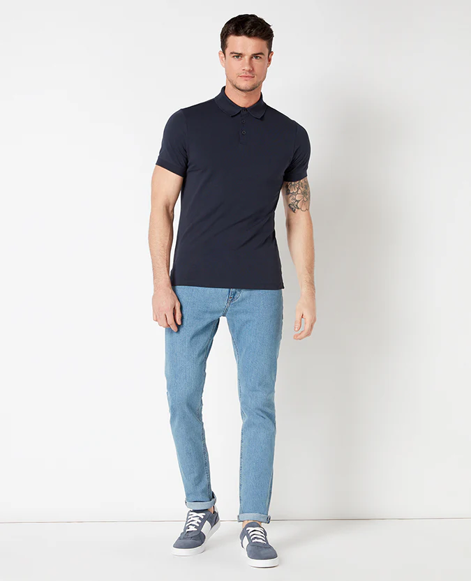 Tapered Fit Cotton-Stretch Polo Shirt - Image 2