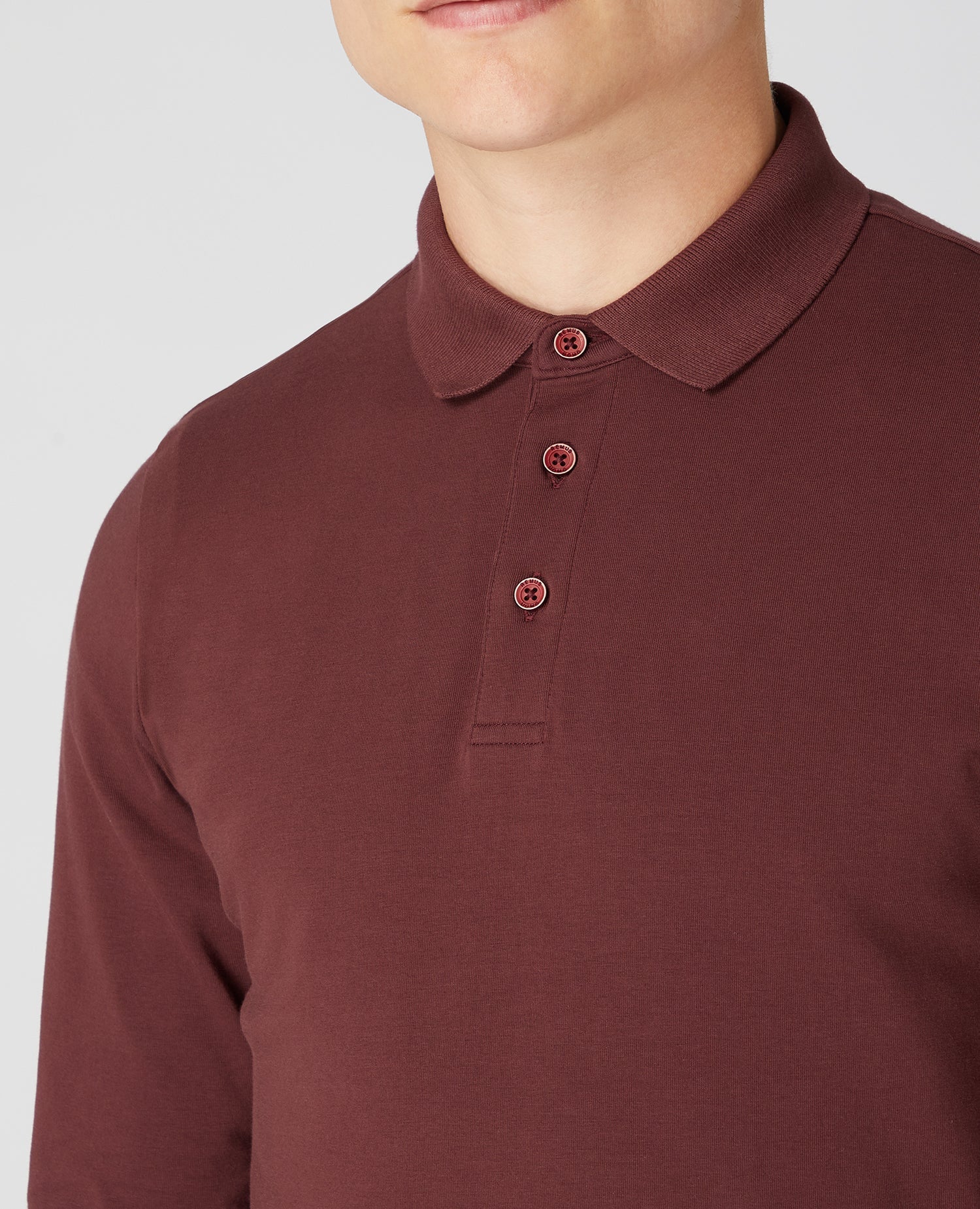 Tapered Fit Cotton-Stretch Long-Sleeve Polo Shirt - Image 4
