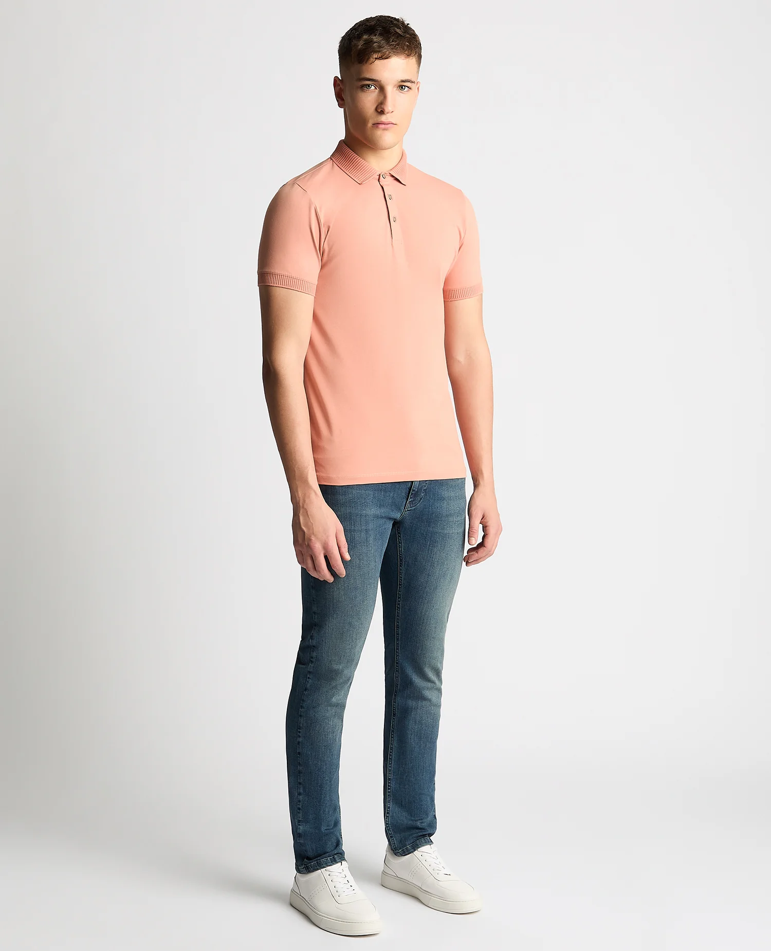 Tapered Fit Cotton-Stretch Polo Shirt - Image 2