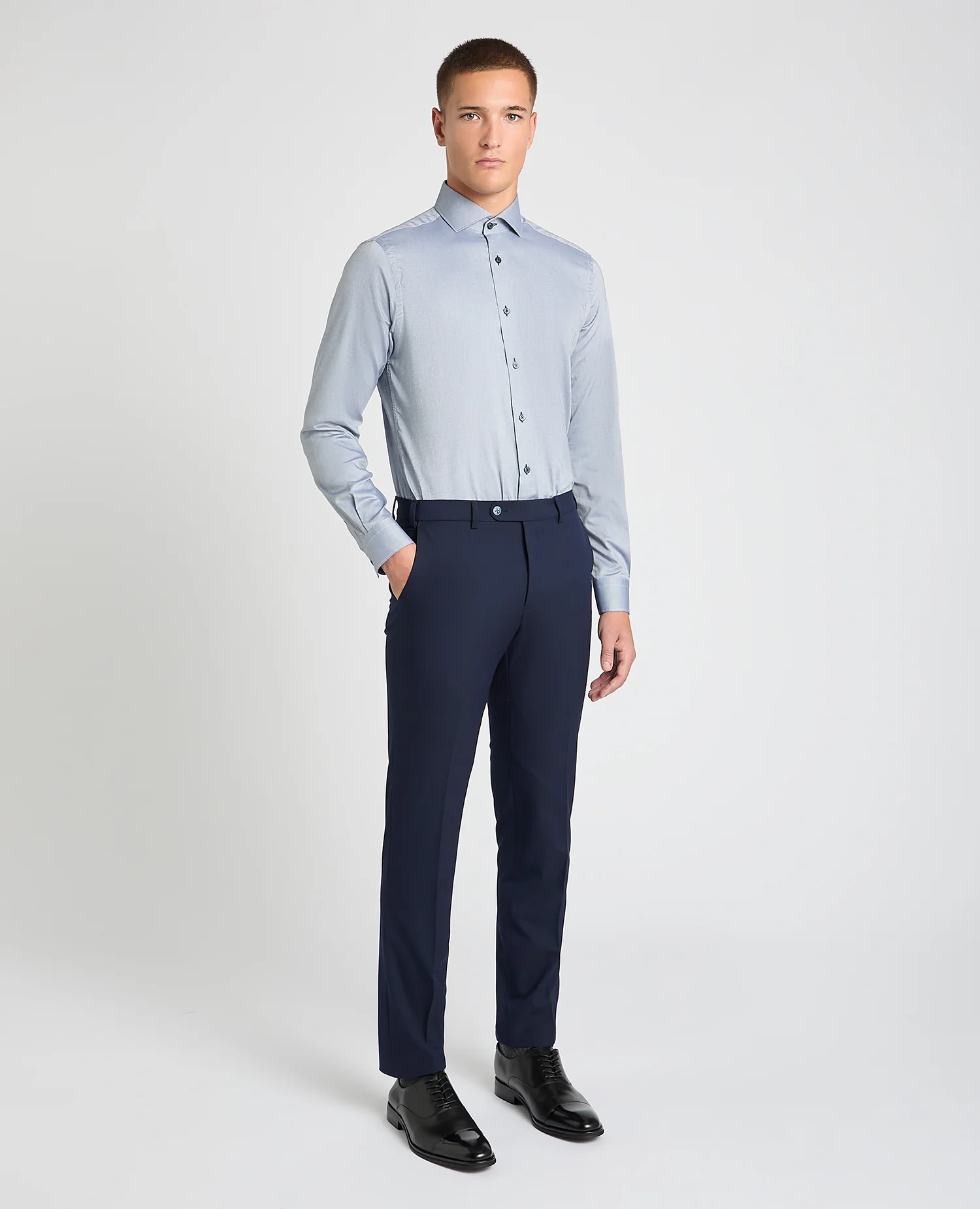 Tapered Fit Contrast Cotton Shirt - Image 2