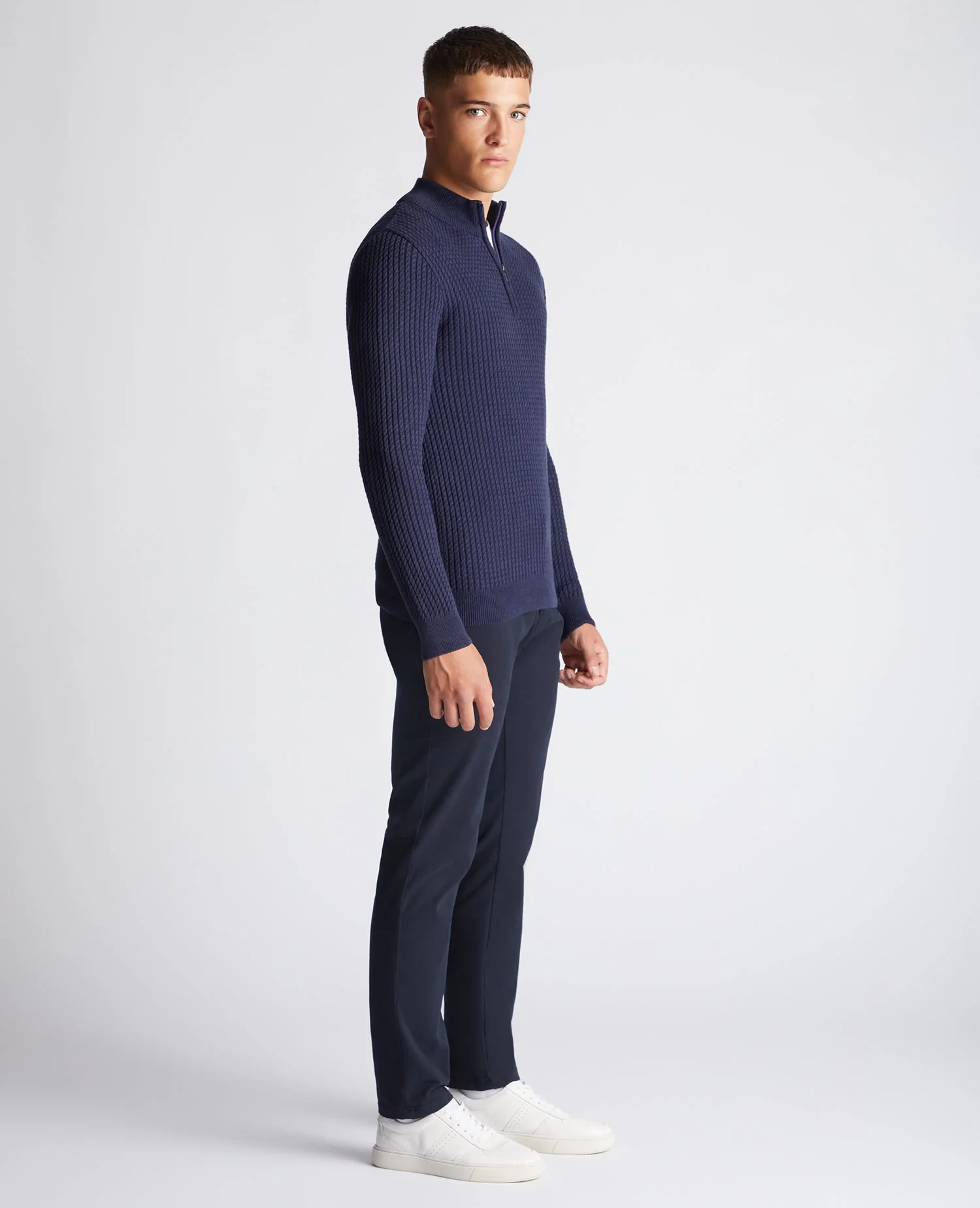 Tapered Fit Cotton Half Zip Sweater - Image 4