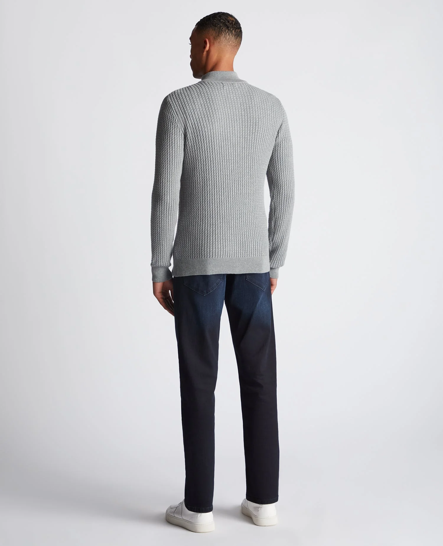 Tapered Fit Cotton Half Zip Sweater - Image 3