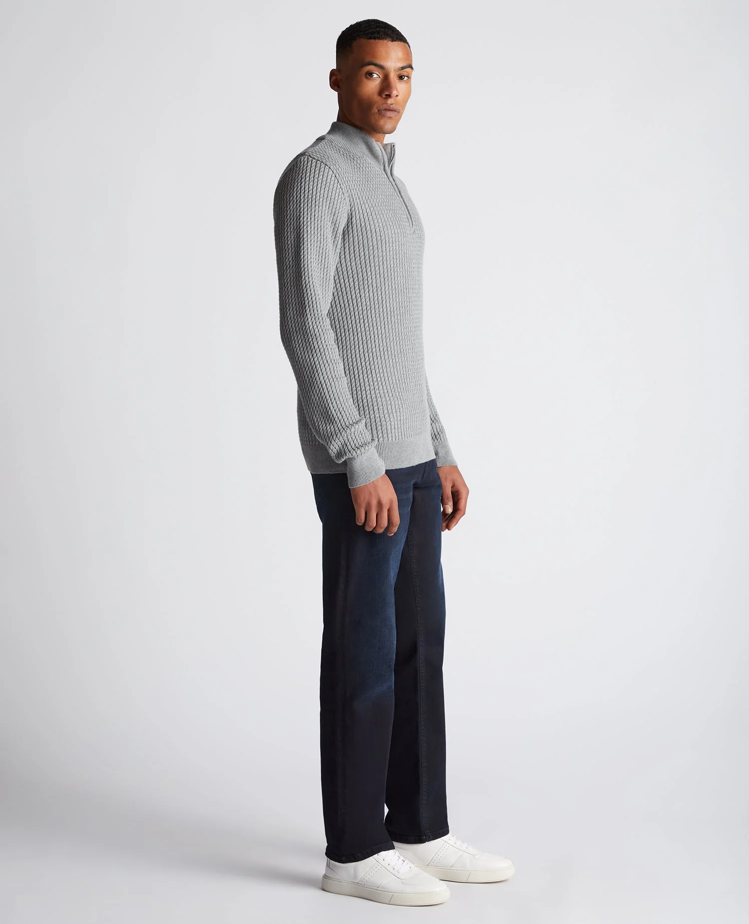 Tapered Fit Cotton Half Zip Sweater - Image 4