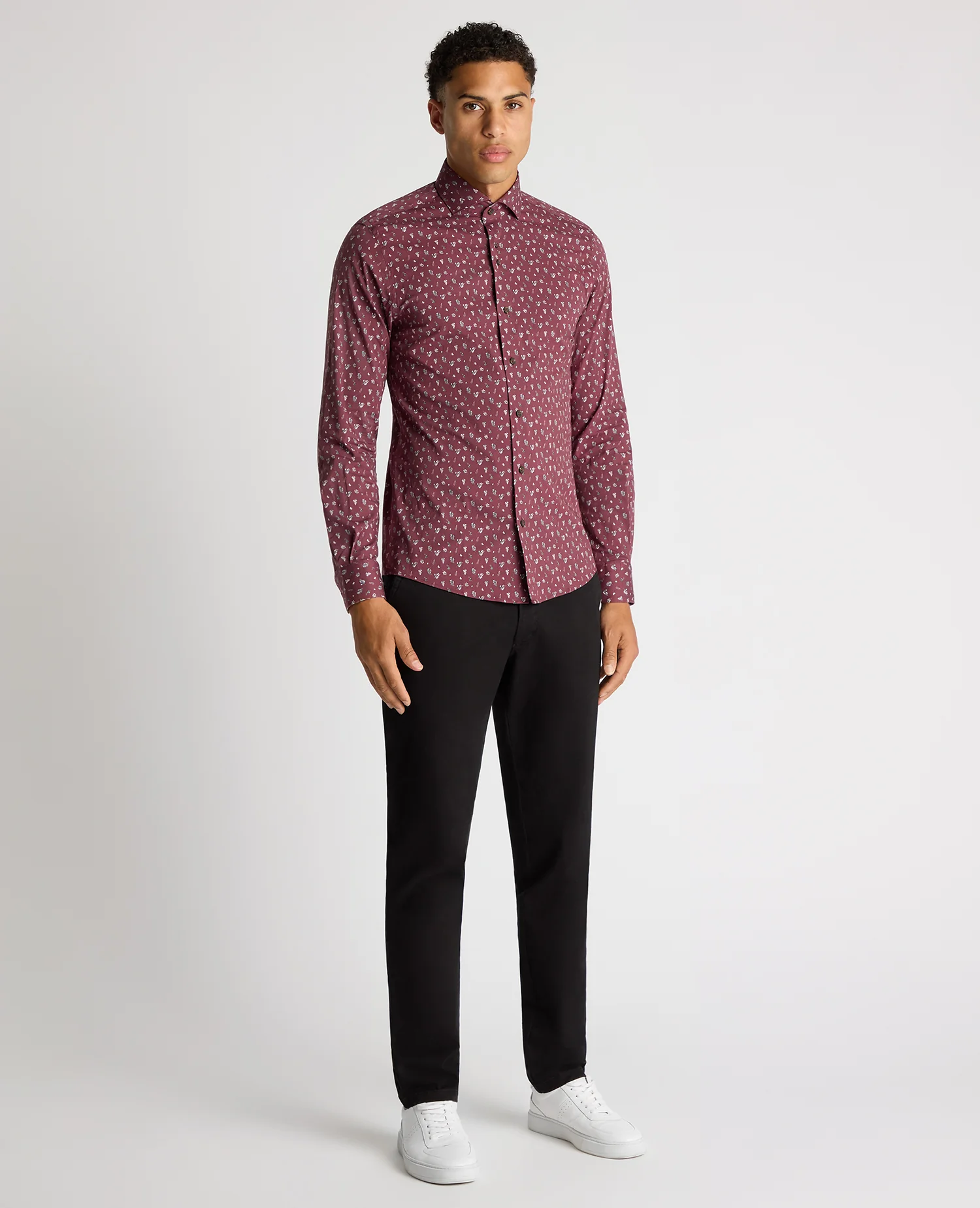 Tapered Fit Floral Cotton-Stretch Shirt - Image 2
