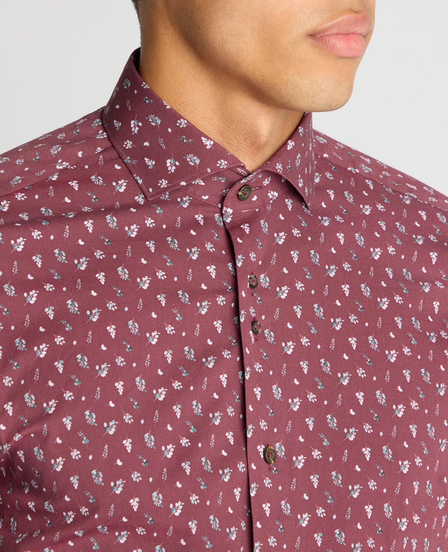 Tapered Fit Floral Cotton-Stretch Shirt - Image 5