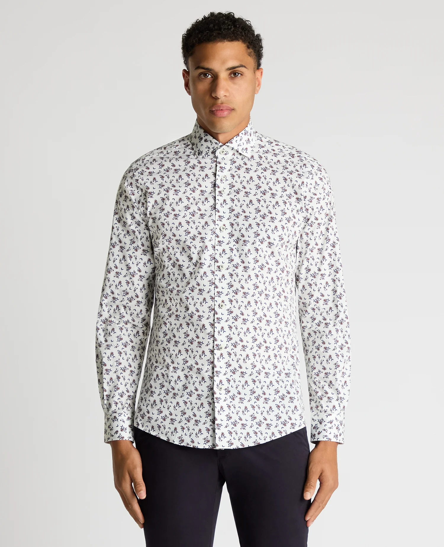 Tapered Fit Floral Cotton-Stretch Shirt