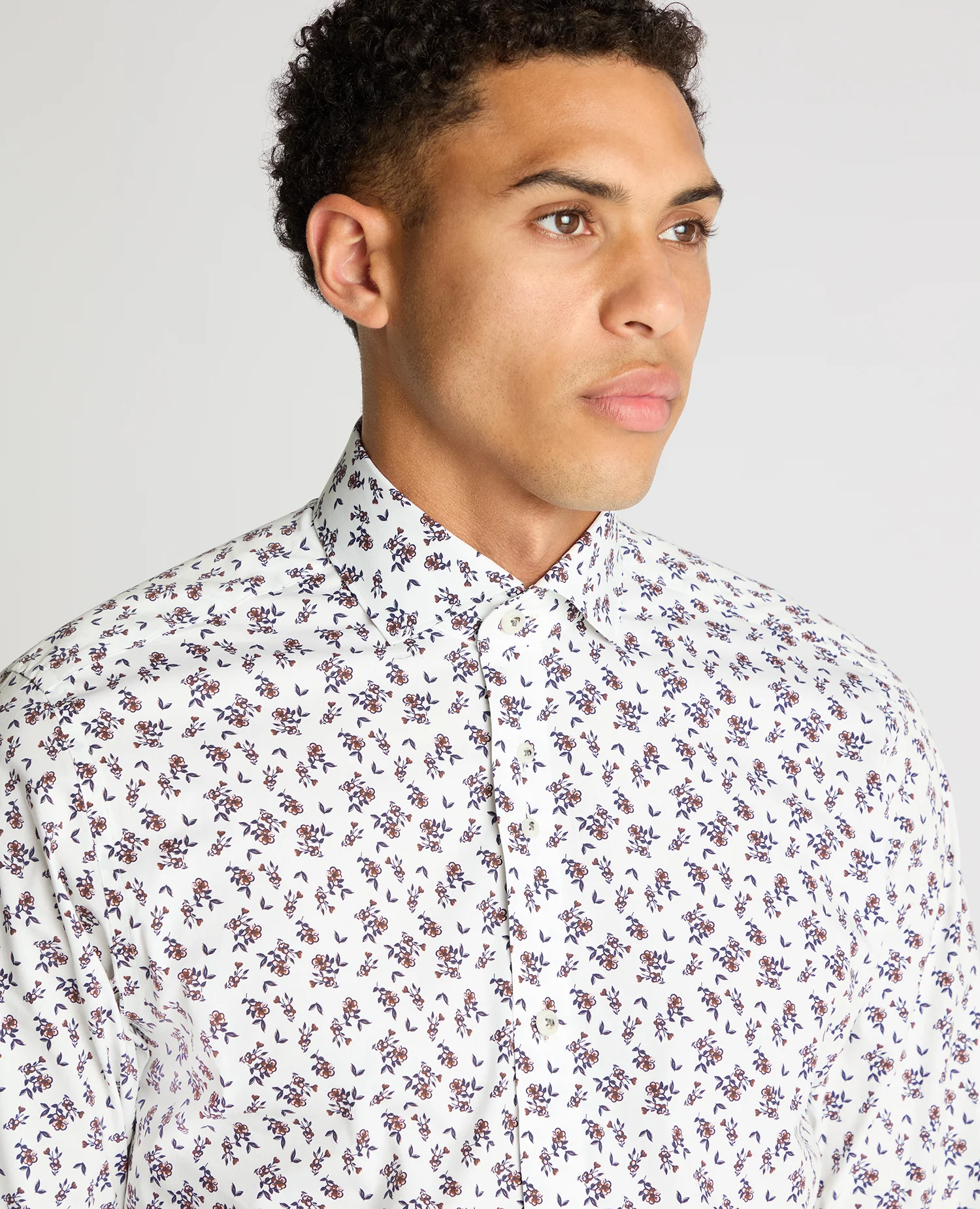 Tapered Fit Floral Cotton-Stretch Shirt - Image 5