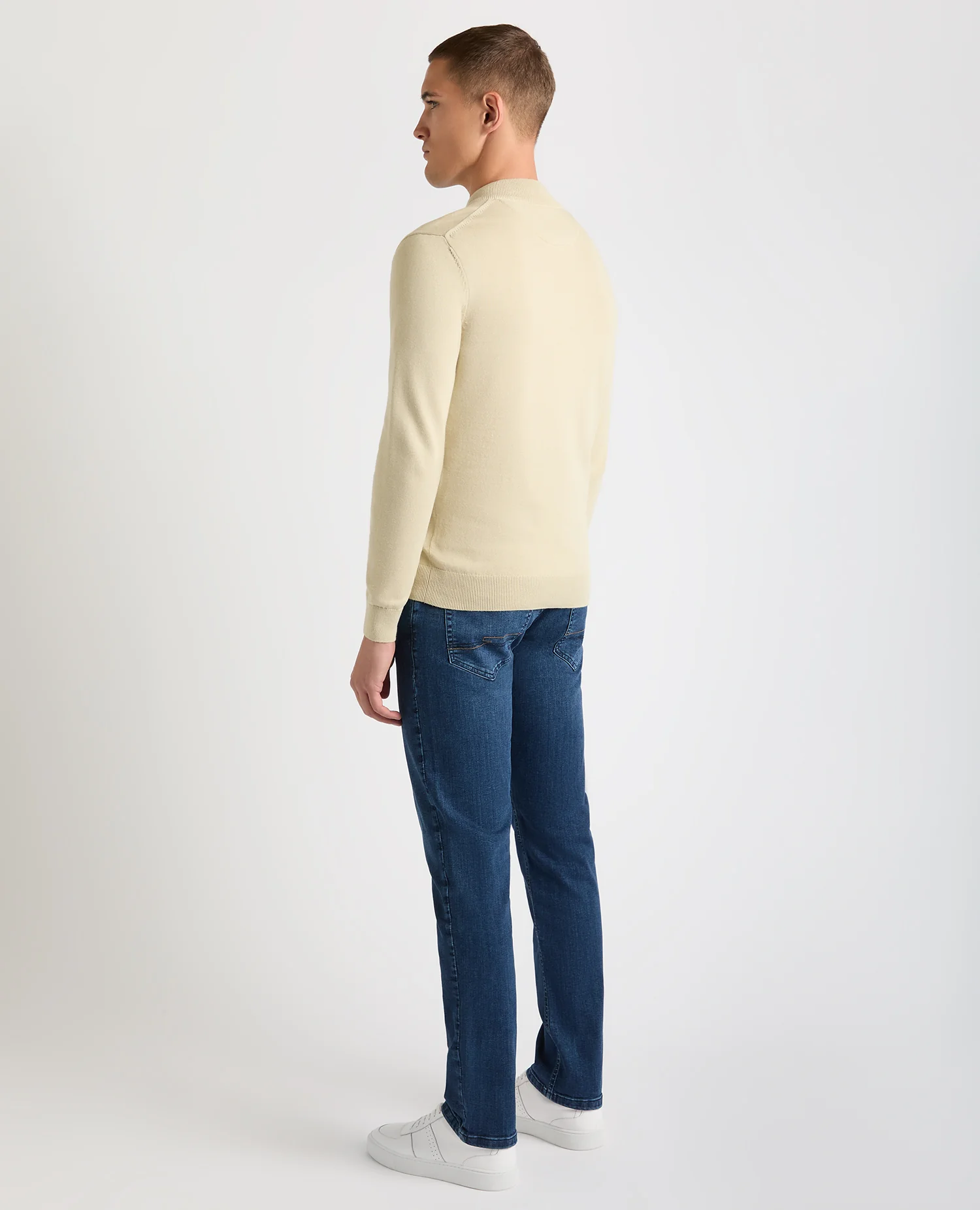 Tapered Fit Half Zip Cotton Sweater - Image 3
