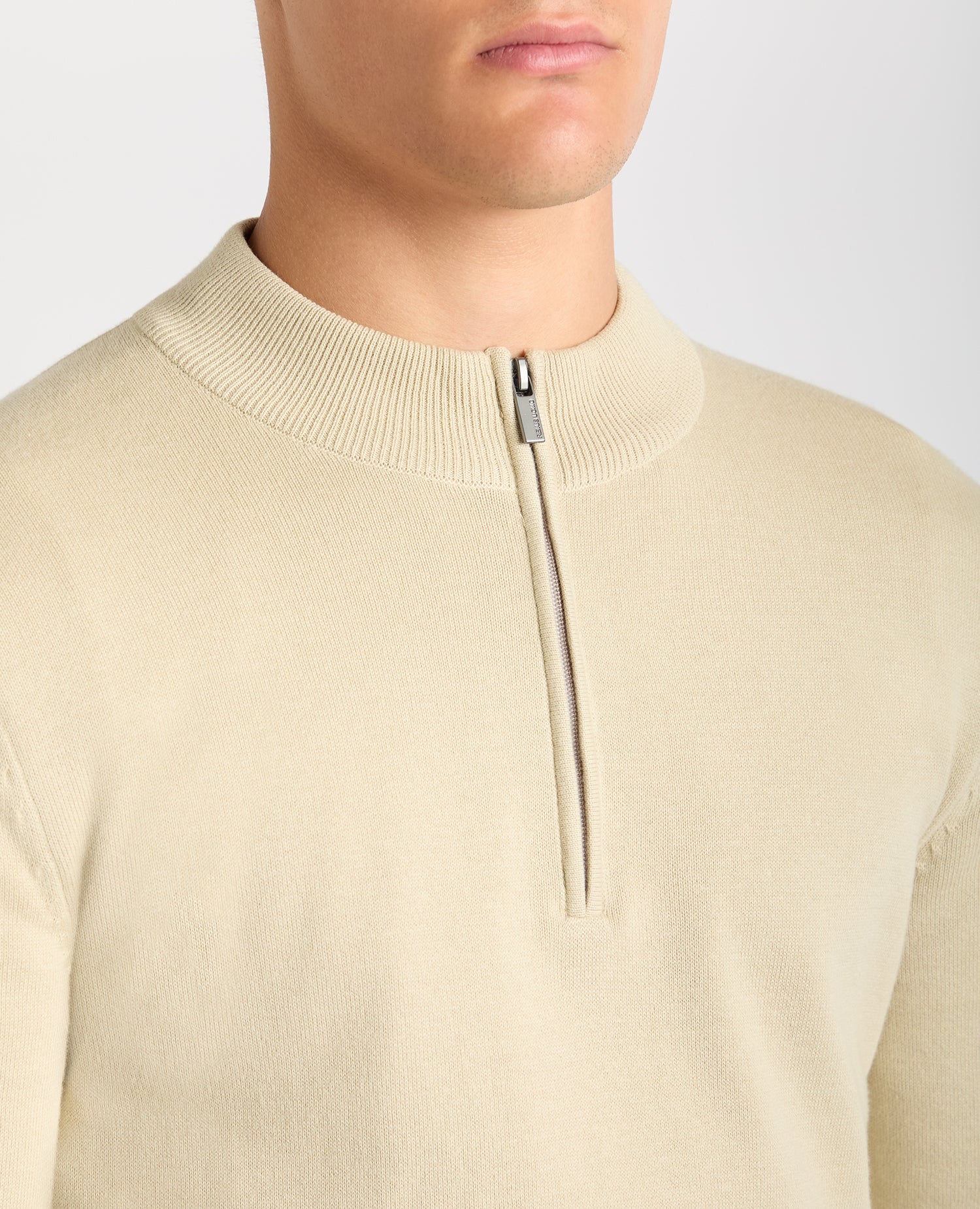 Tapered Fit Half Zip Cotton Sweater - Image 6