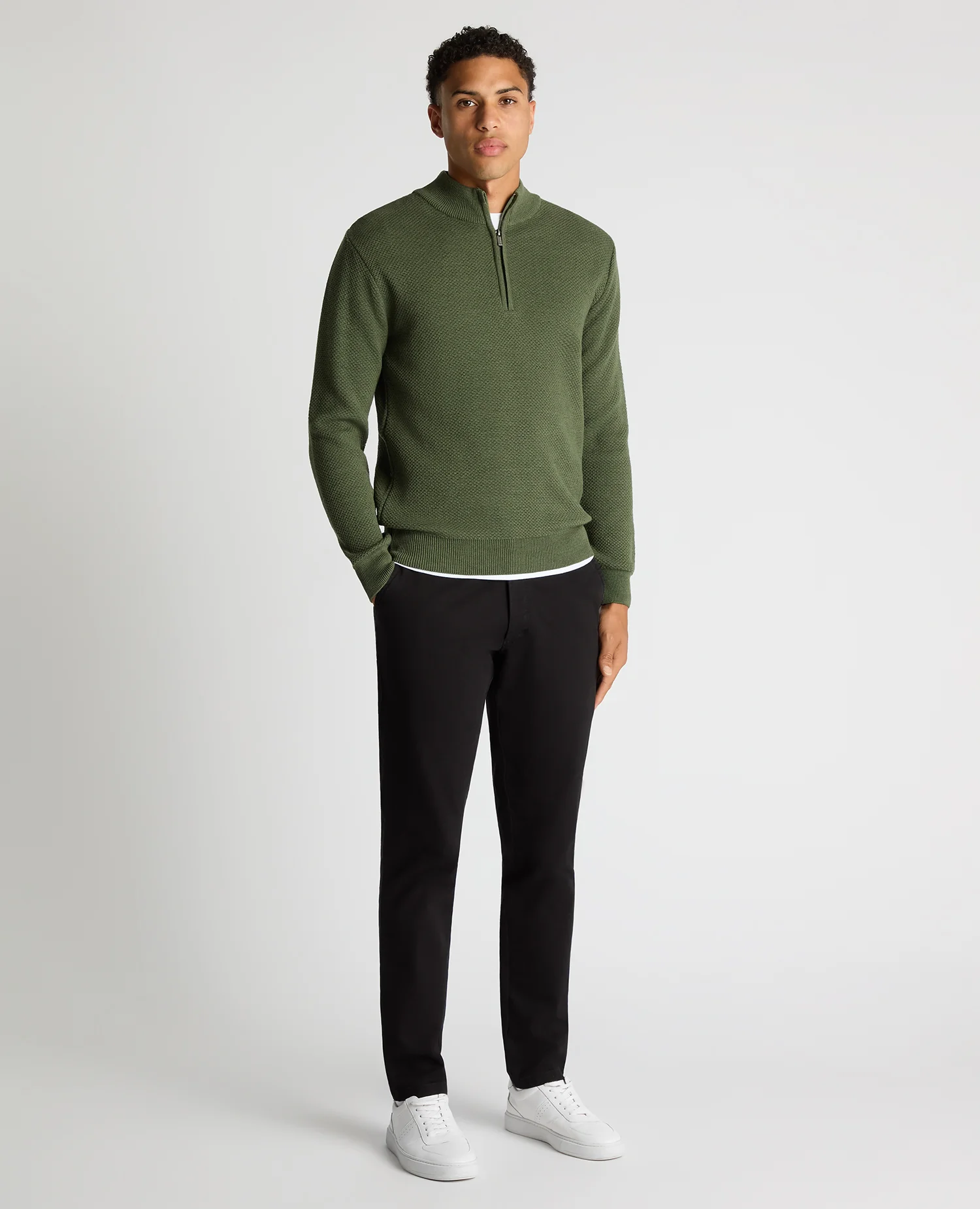 Tapered Fit Merino Half Zip Sweater - Image 2