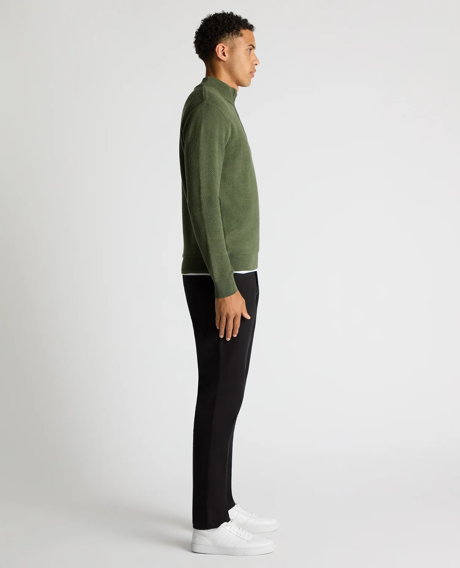 Tapered Fit Merino Half Zip Sweater - Image 4