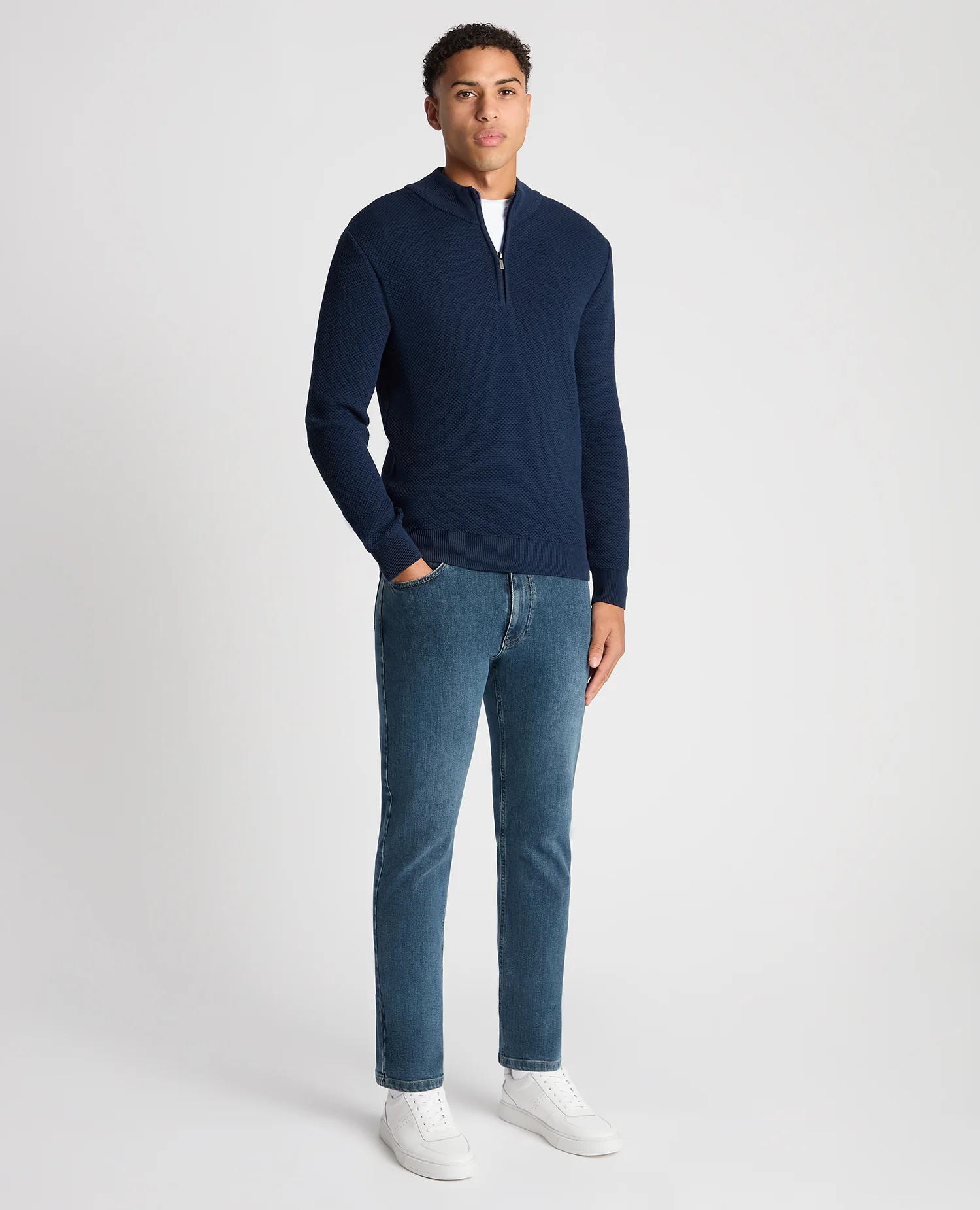 Tapered Fit Merino Half Zip Sweater - Image 2
