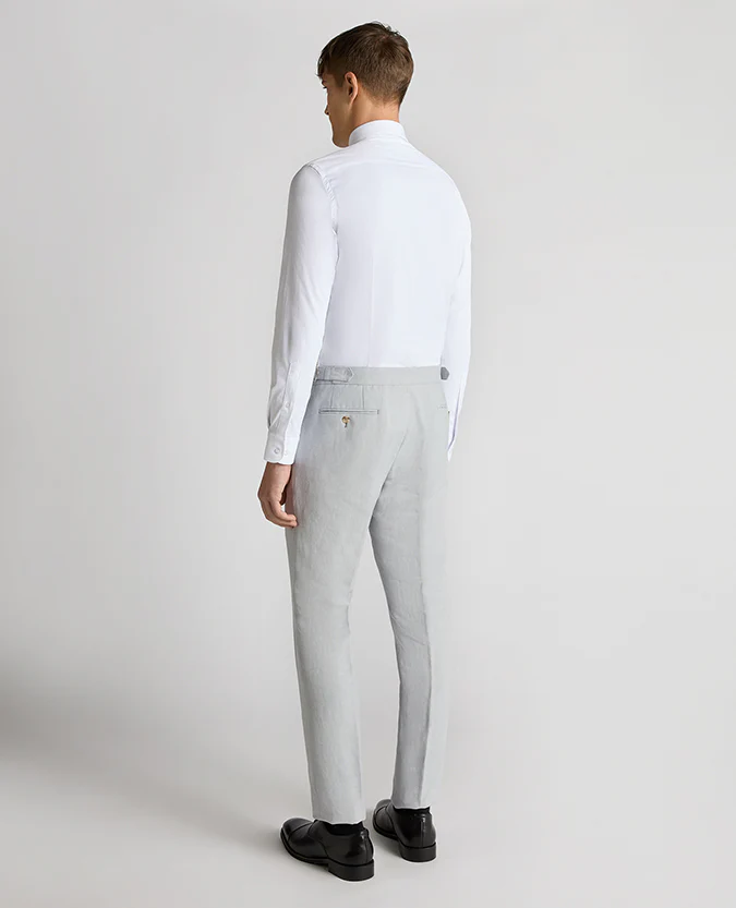 Tapered Fit Linen-Blend Formal Trousers - Image 3
